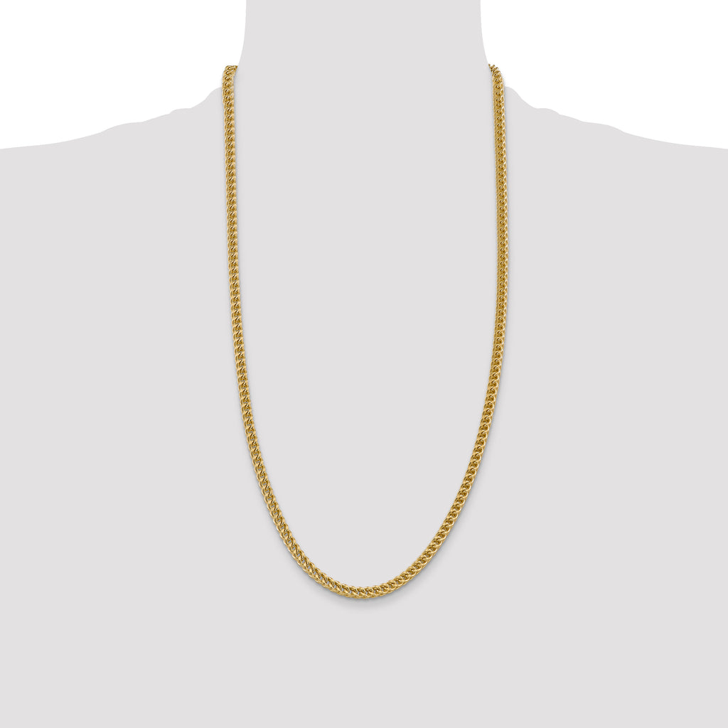 14K 28 inch 4.5mm Semi-Solid Franco with Fancy Lobster Clasp Chain