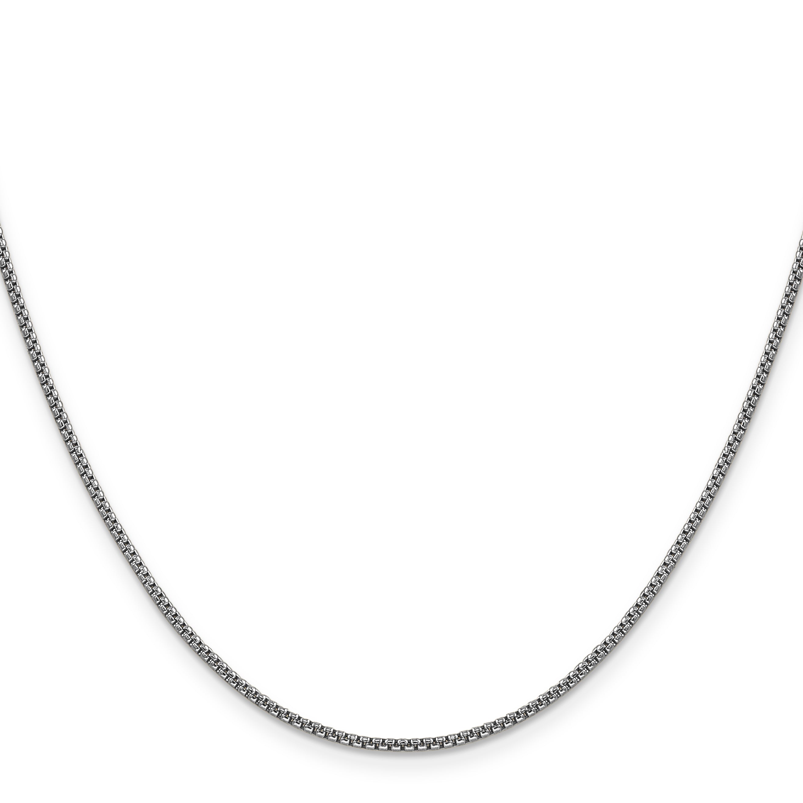 14K White Gold 30 inch 1.5mm Semi-Solid Round Box with Lobster Clasp Chain