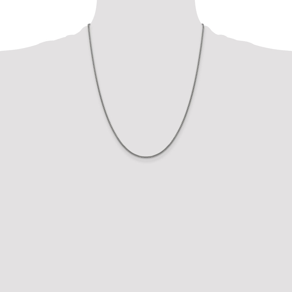 14K White Gold 22 inch 1.5mm Semi-Solid Round Box with Lobster Clasp Chain