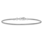 14K White Gold 8 inch 1.5mm Semi-Solid Round Box with Lobster Clasp Bracelet