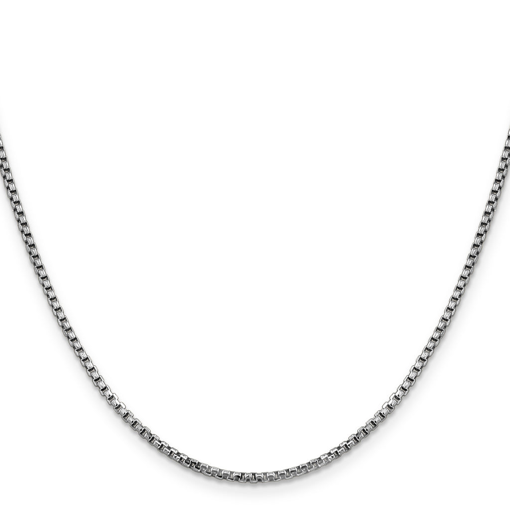 14K White Gold 30 inch 1.75mm Semi-Solid Round Box with Lobster Clasp Chain