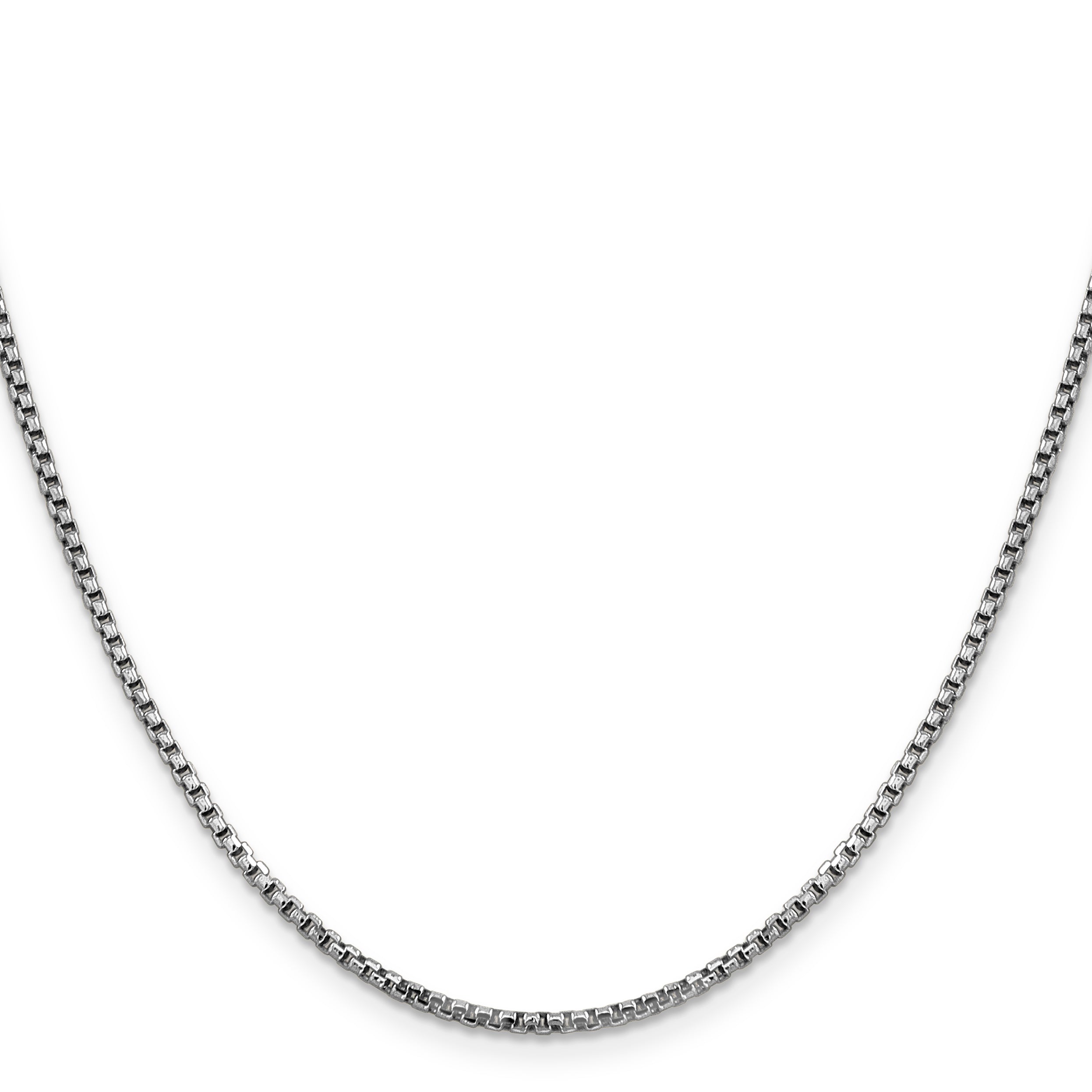 14K White Gold 30 inch 1.75mm Semi-Solid Round Box with Lobster Clasp Chain