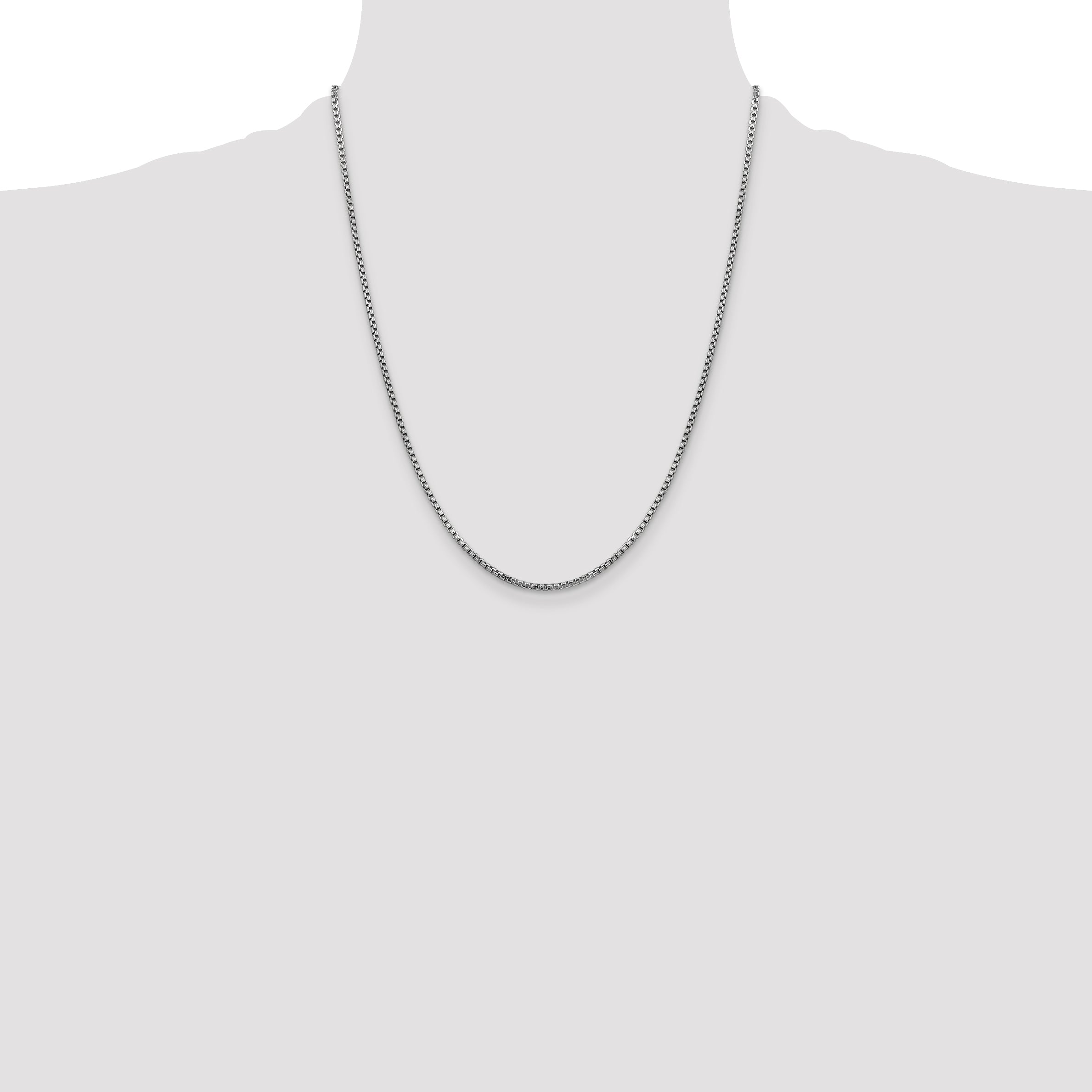 14K White Gold 22 inch 1.75mm Semi-Solid Round Box with Lobster Clasp Chain