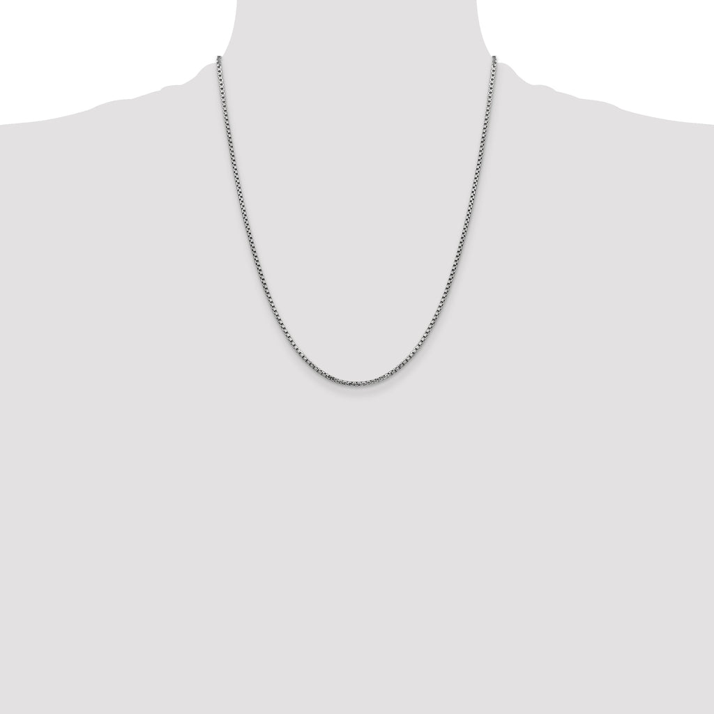 14K White Gold 22 inch 1.75mm Semi-Solid Round Box with Lobster Clasp Chain