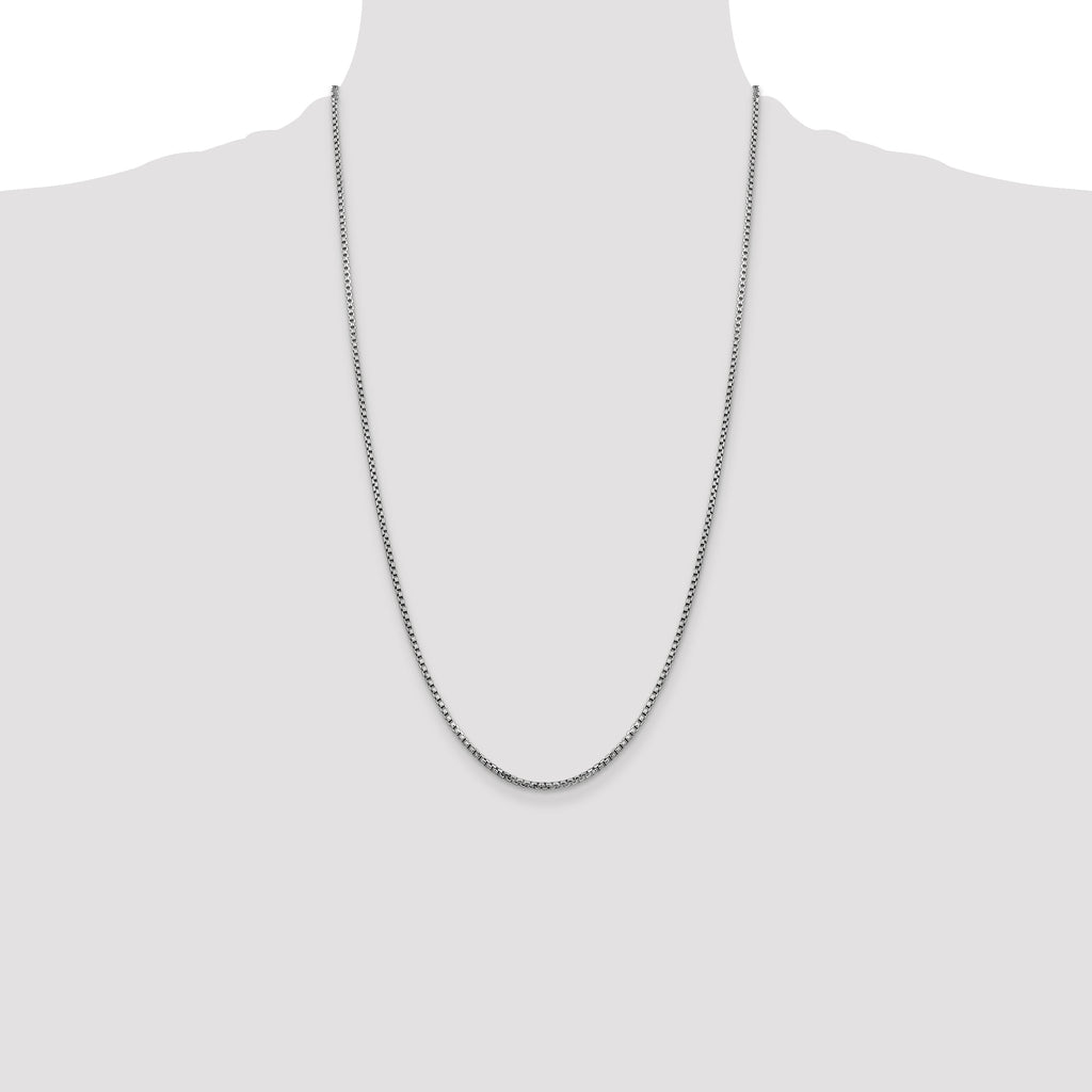 14K White Gold 26 inch 1.75mm Semi-Solid Round Box with Lobster Clasp Chain