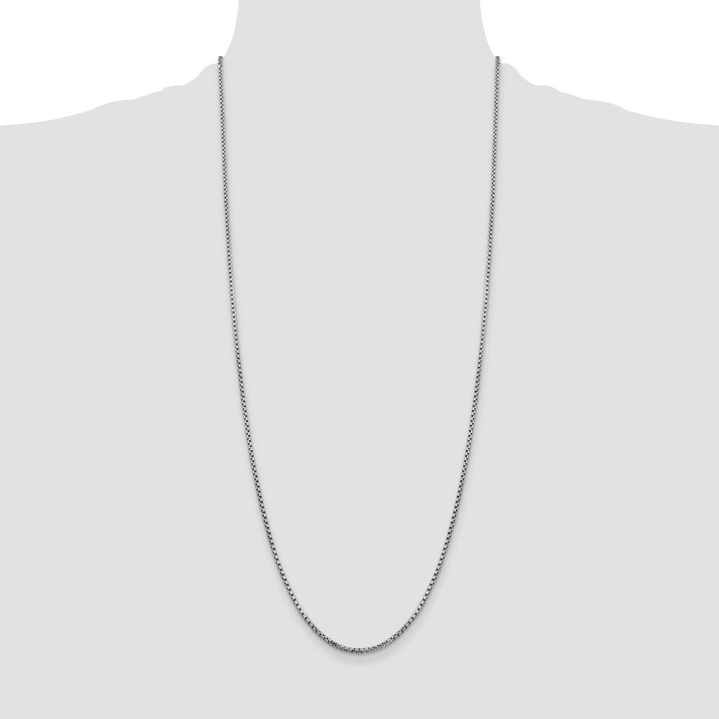 14K White Gold 30 inch 1.75mm Semi-Solid Round Box with Lobster Clasp Chain