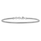 14K White Gold 8 inch 1.75mm Semi-Solid Round Box with Lobster Clasp Bracelet