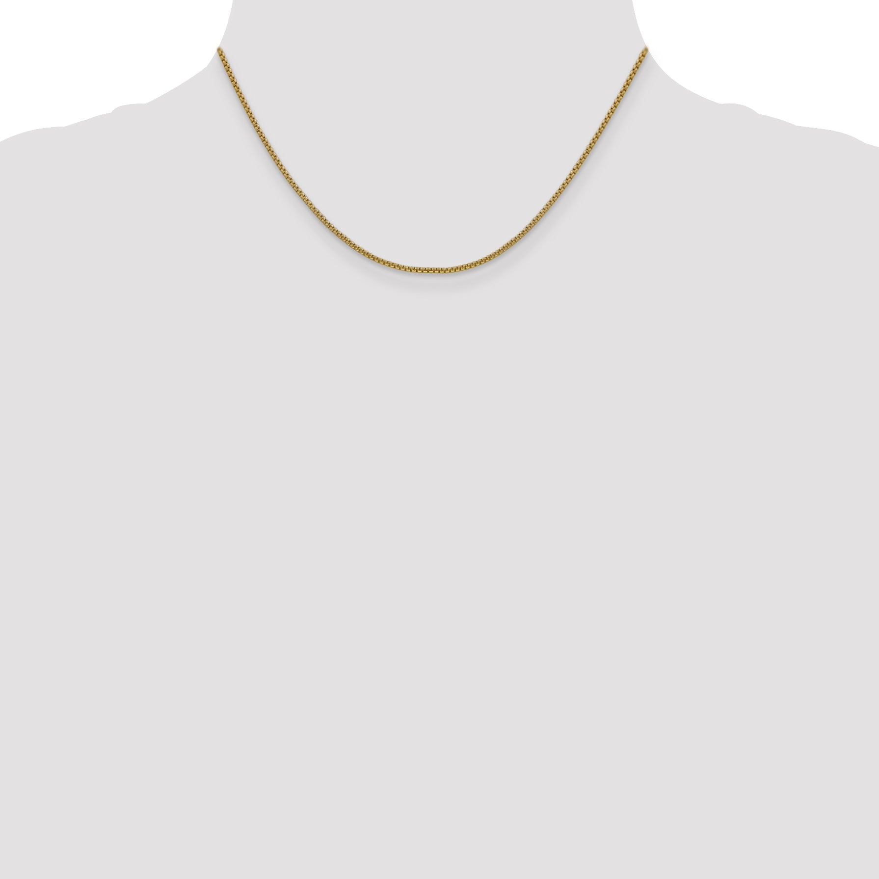 14K 16 inch 1.5mm Semi-Solid Round Box with Lobster Clasp Chain