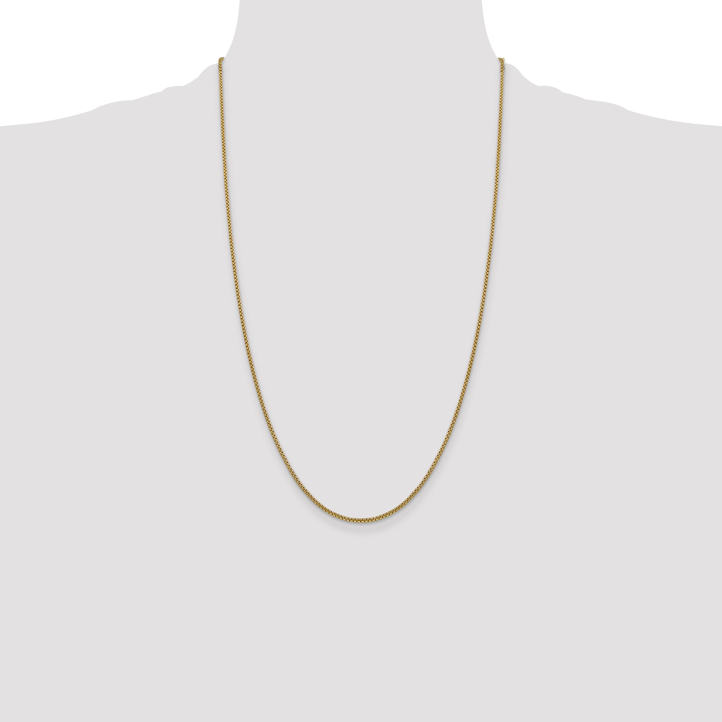 14K 26 inch 1.5mm Semi-Solid Round Box with Lobster Clasp Chain