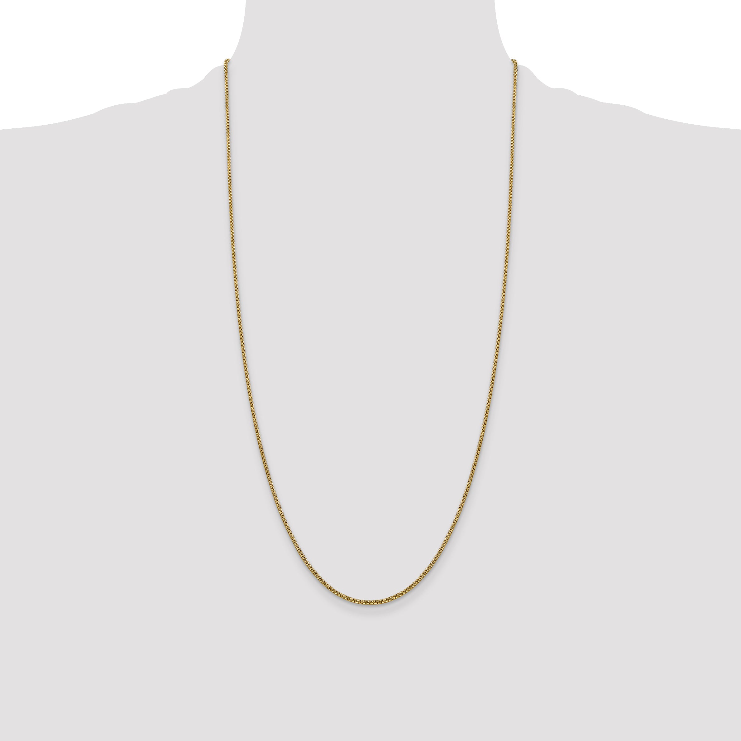 14K 28 inch 1.5mm Semi-Solid Round Box with Lobster Clasp Chain