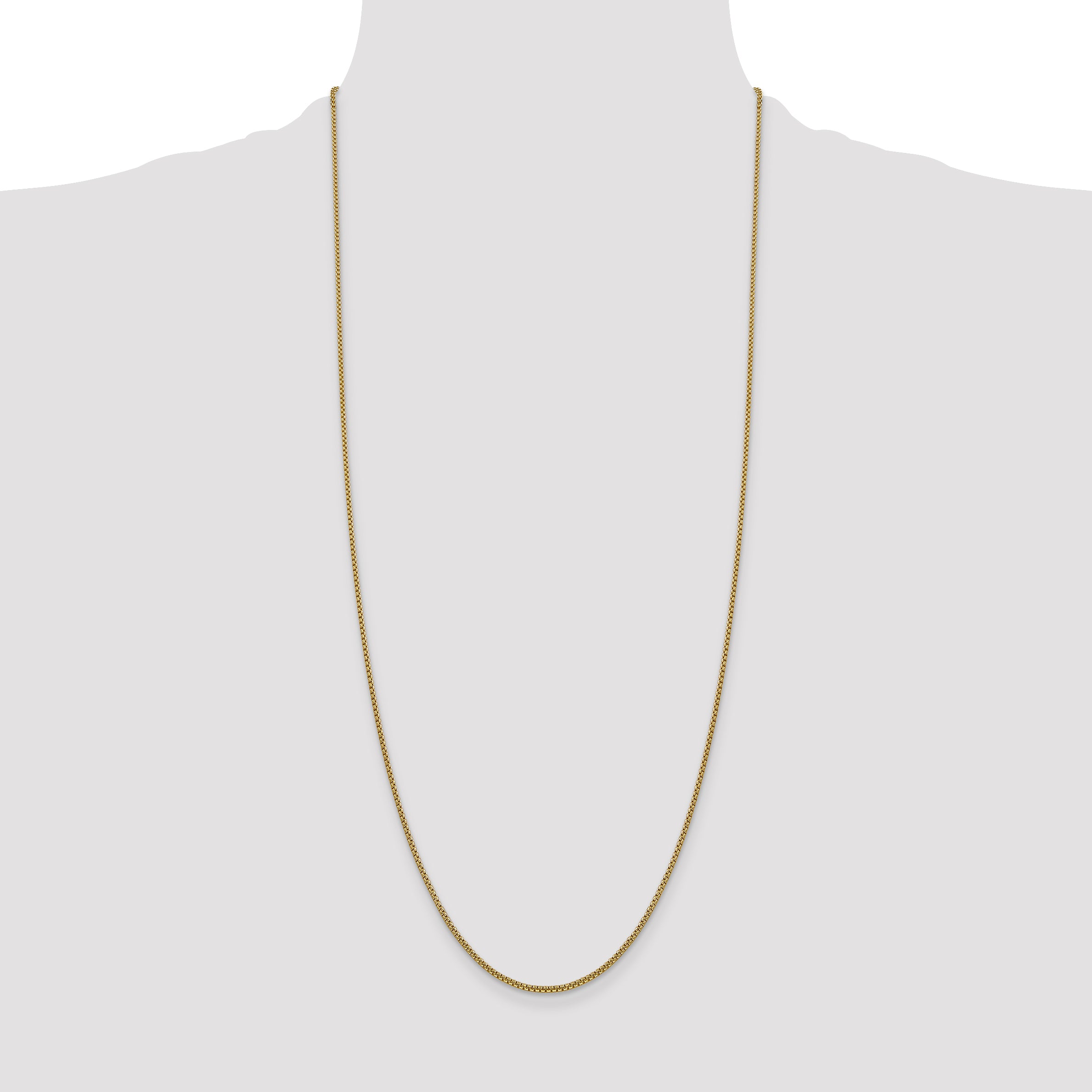 14K 30 inch 1.5mm Semi-Solid Round Box with Lobster Clasp Chain
