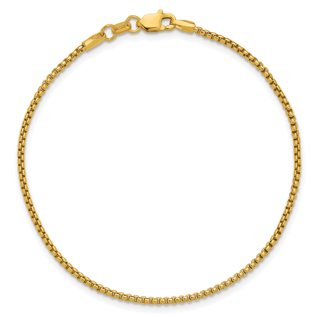 14K Yellow Gold Box Chain Necklace 1.5mm