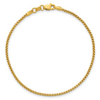 14K Yellow Gold Box Chain Necklace 1.5mm