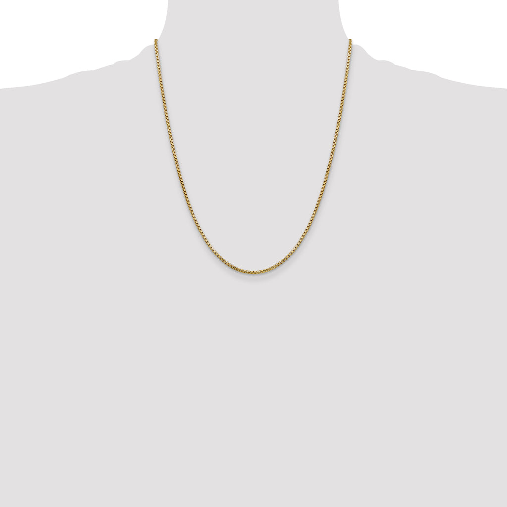 14K 22 inch 1.75mm Semi-Solid Round Box with Lobster Clasp Chain