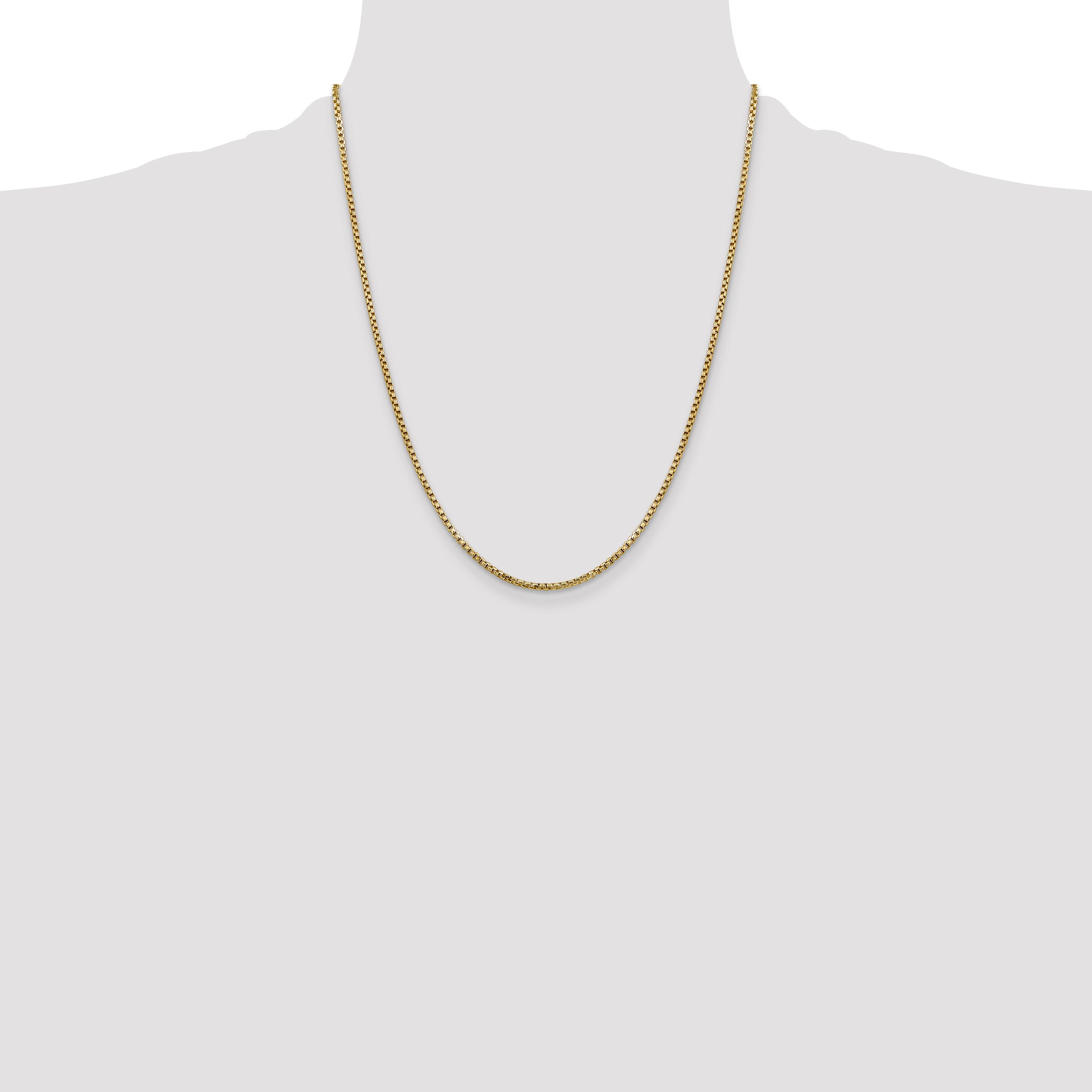 14K 22 inch 1.75mm Semi-Solid Round Box with Lobster Clasp Chain