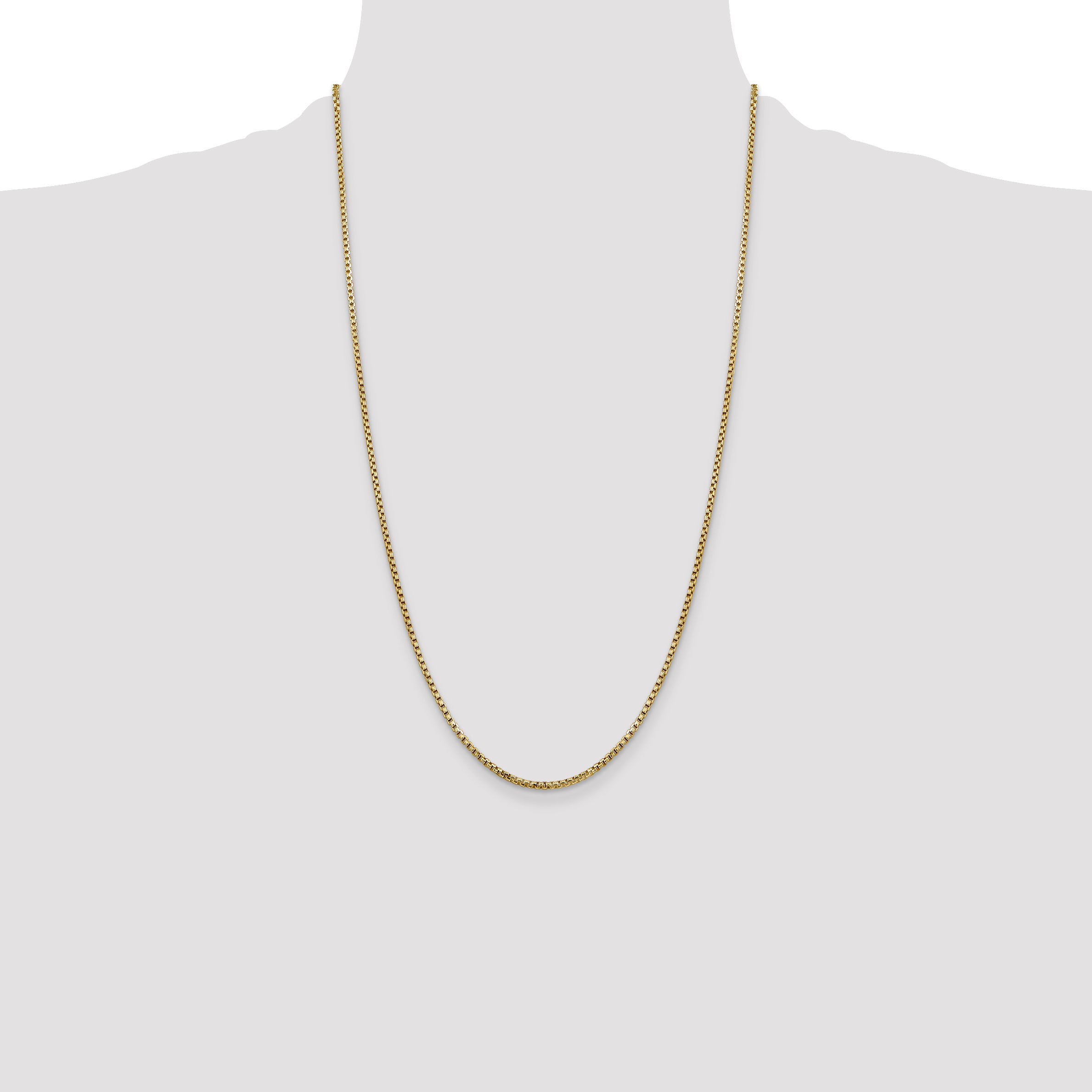 14K 26 inch 1.75mm Semi-Solid Round Box with Lobster Clasp Chain