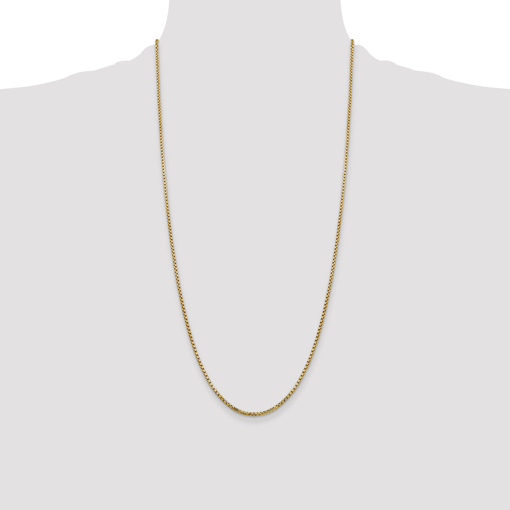 14K 28 inch 1.75mm Semi-Solid Round Box with Lobster Clasp Chain