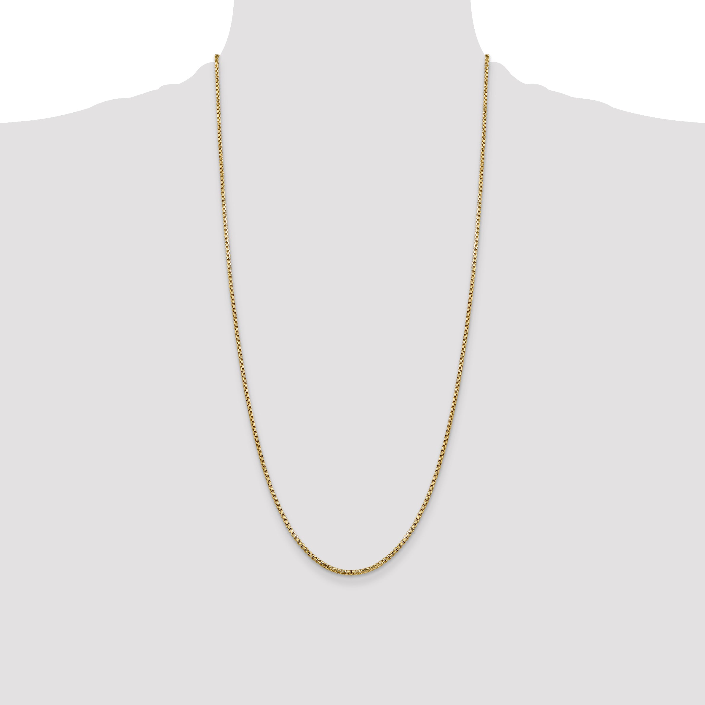 14K 28 inch 1.75mm Semi-Solid Round Box with Lobster Clasp Chain