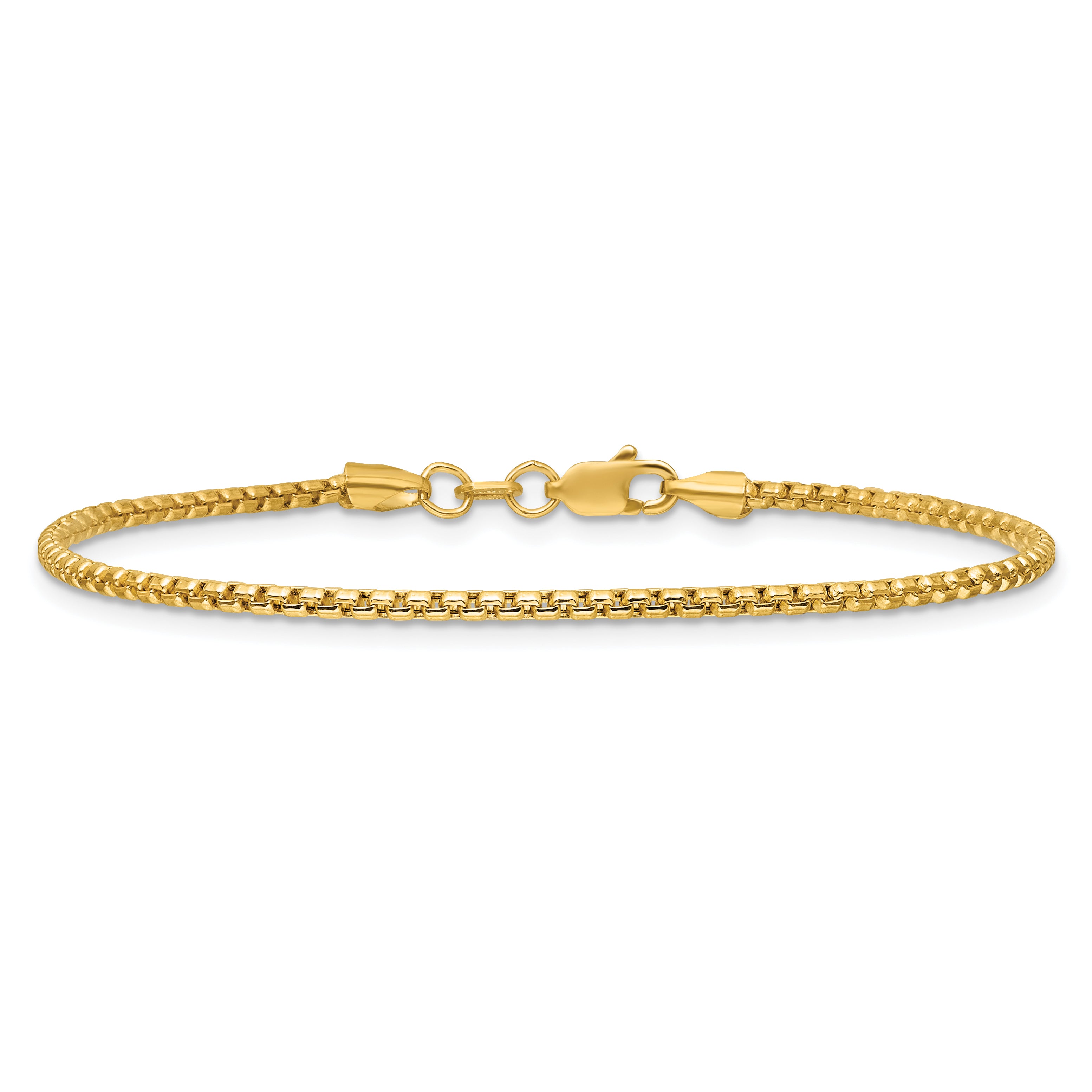 14K 8 inch 1.75mm Semi-Solid Round Box with Lobster Clasp Bracelet