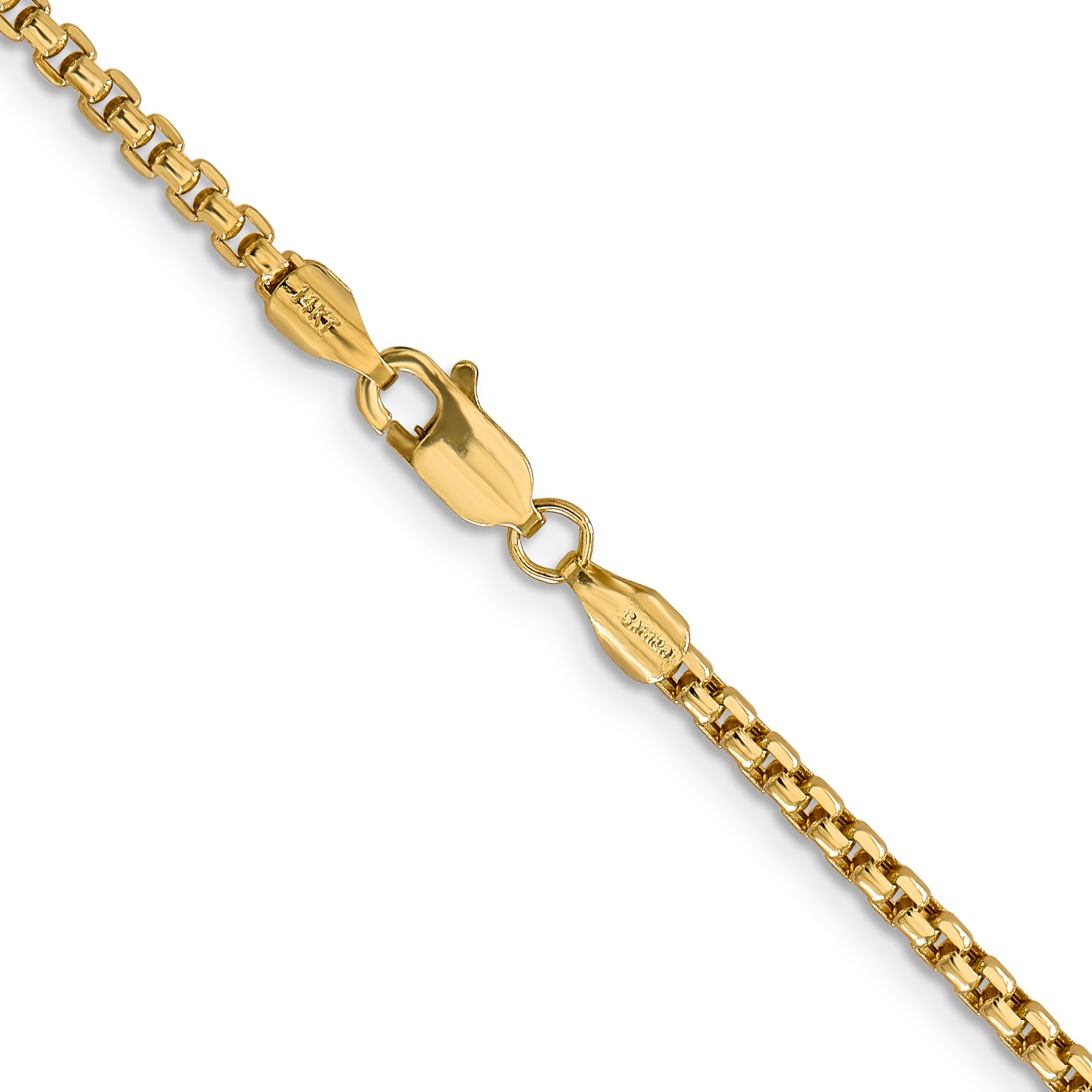 14K 30 inch 2.45mm Semi-Solid Round Box with Lobster Clasp Chain