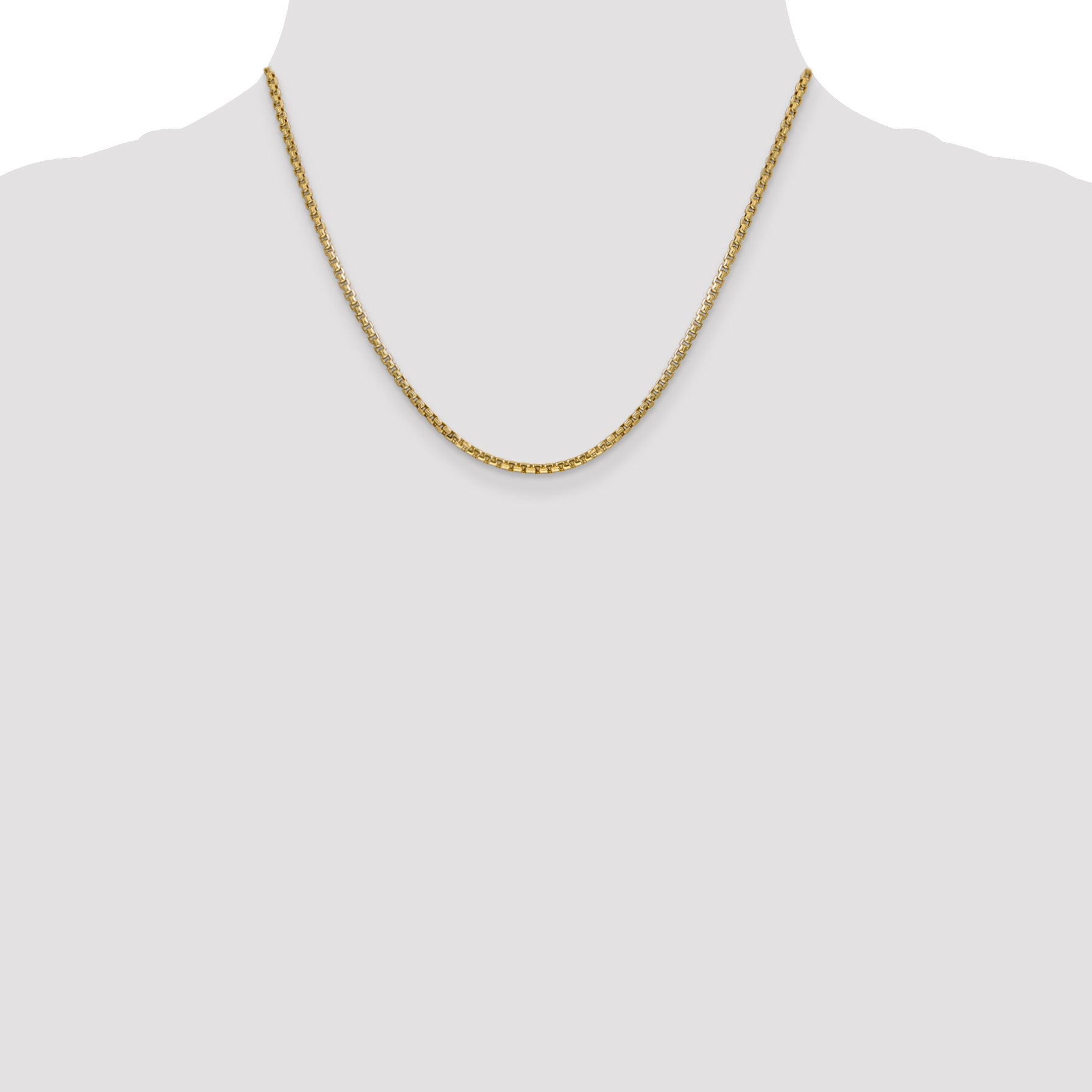 14K 18 inch 2.45mm Semi-Solid Round Box with Lobster Clasp Chain