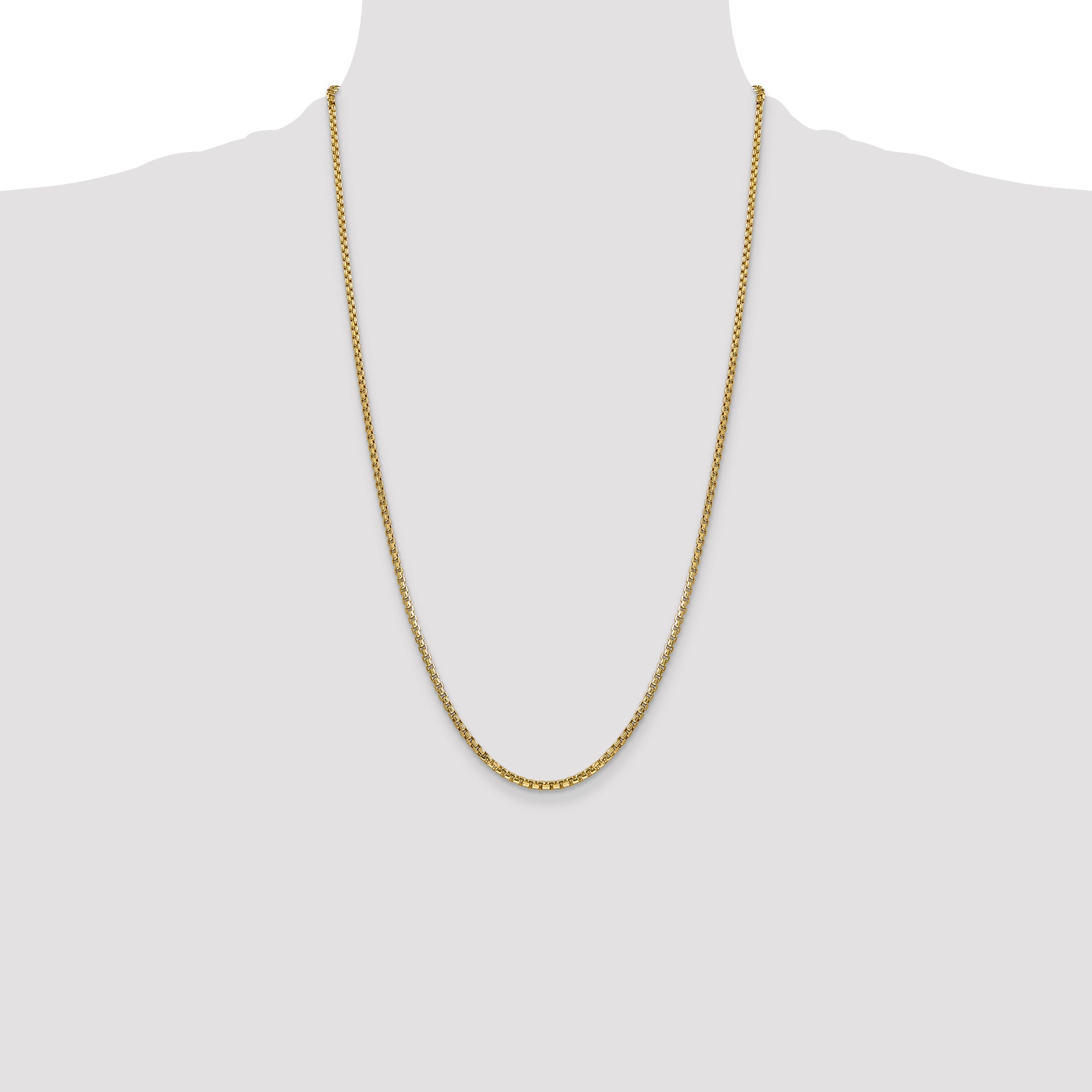 14K 26 inch 2.45mm Semi-Solid Round Box with Lobster Clasp Chain