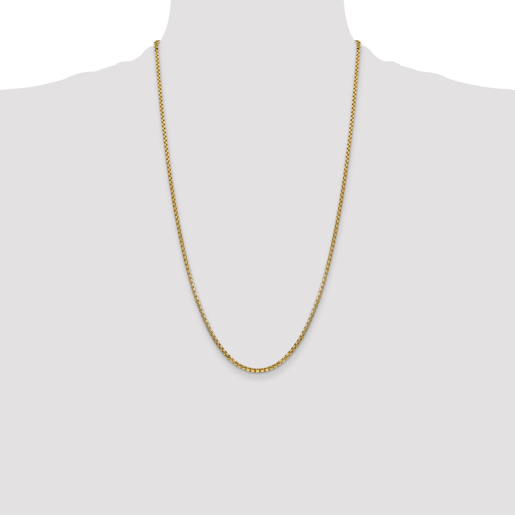 14K 26 inch 2.45mm Semi-Solid Round Box with Lobster Clasp Chain