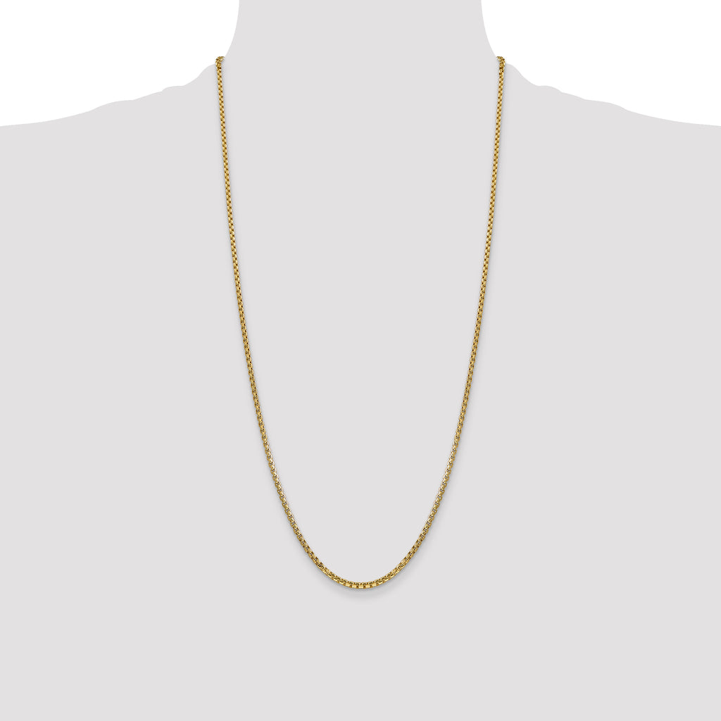 14K 28 inch 2.45mm Semi-Solid Round Box with Lobster Clasp Chain