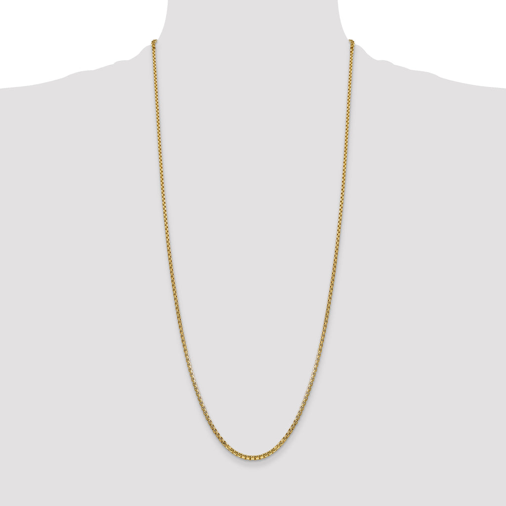 14K 30 inch 2.45mm Semi-Solid Round Box with Lobster Clasp Chain