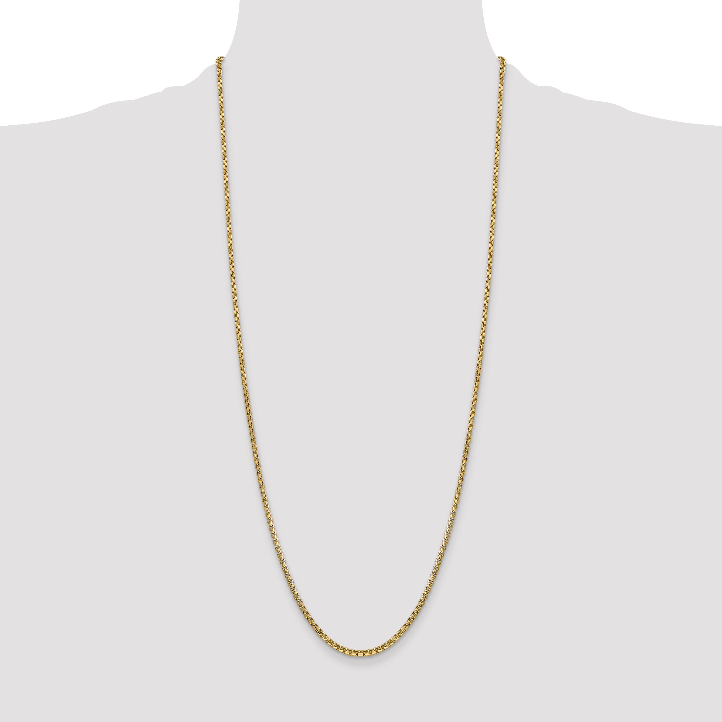 14K 30 inch 2.45mm Semi-Solid Round Box with Lobster Clasp Chain