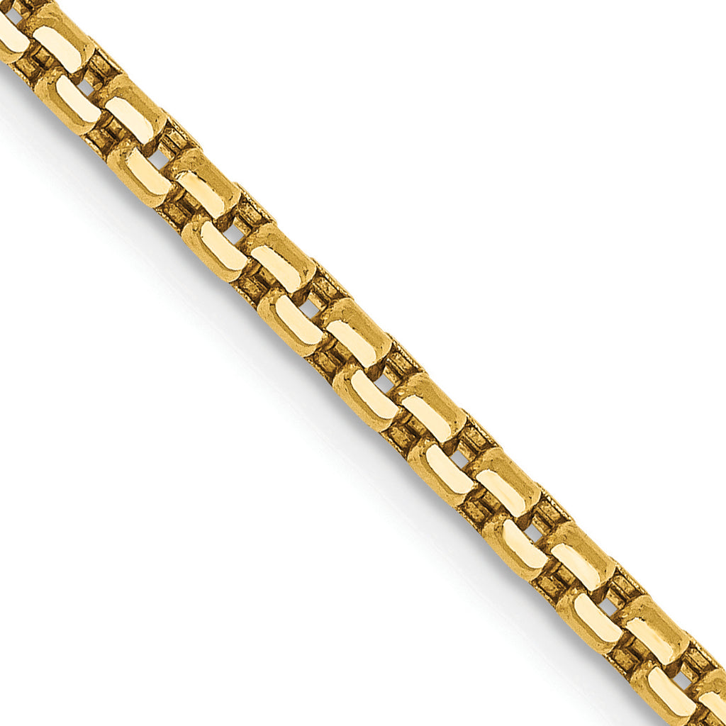 14K 30 inch 2.45mm Semi-Solid Round Box with Lobster Clasp Chain