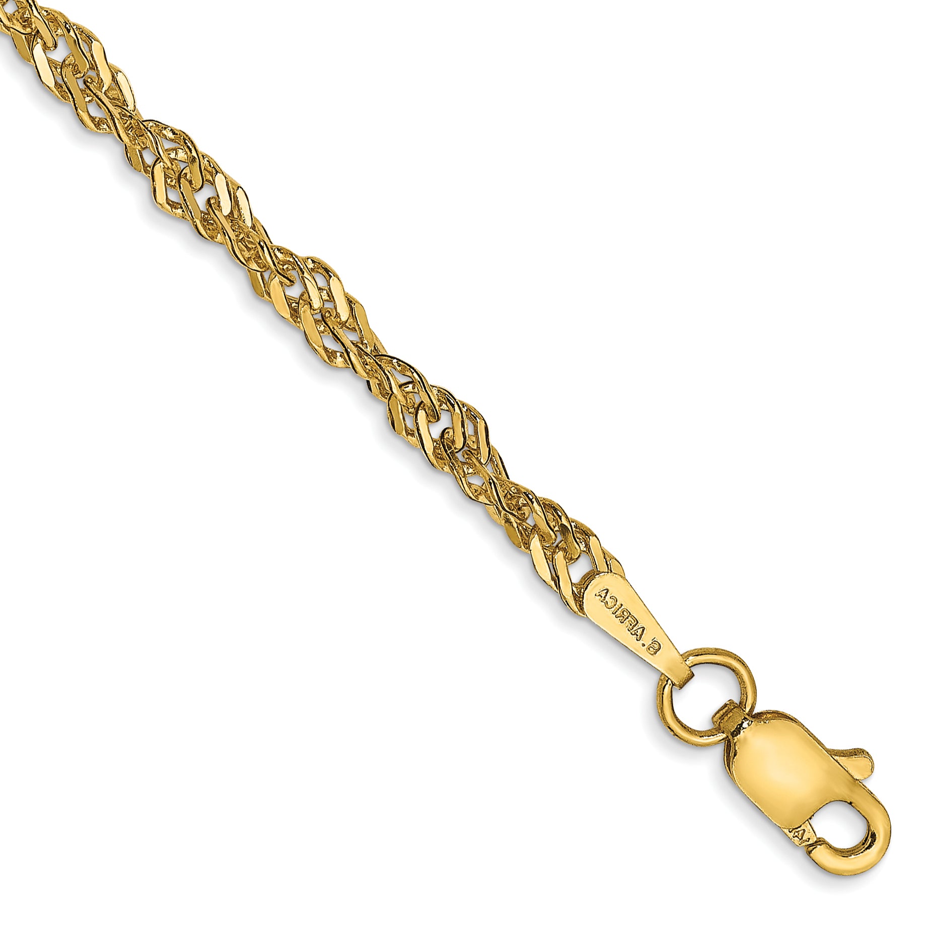 14K 10 inch 2.75mm Lightweight Singapore with Lobster Clasp Anklet Main image