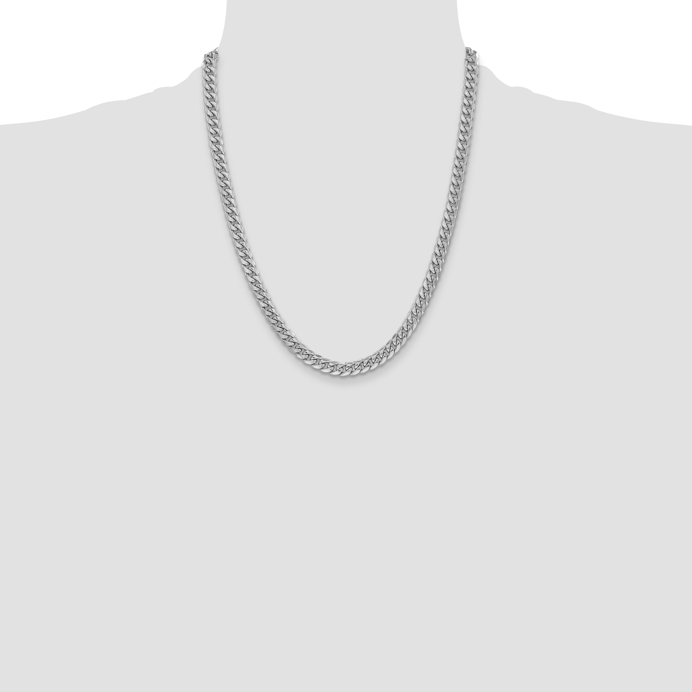 14k WG 6mm Semi-Solid Miami Cuban Chain