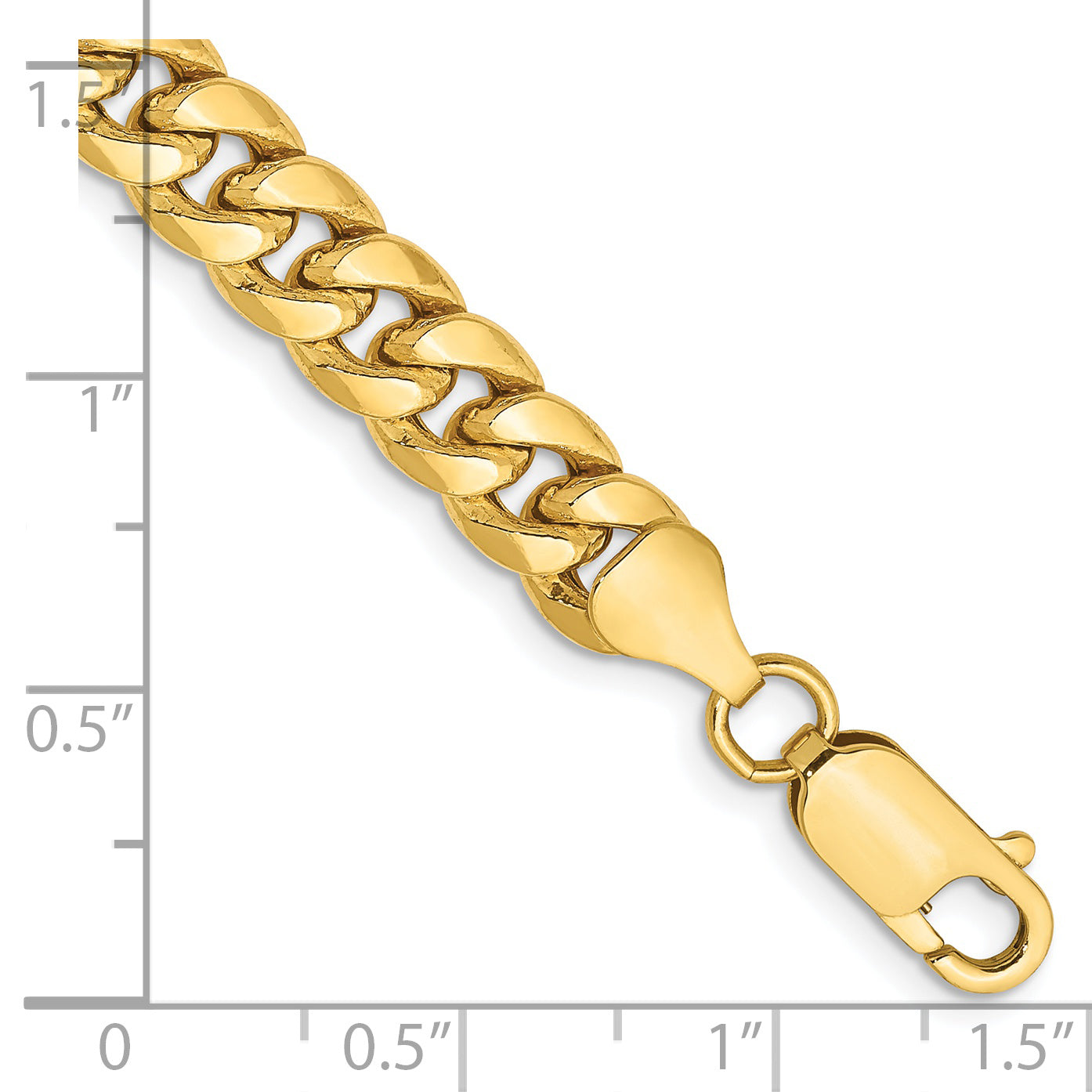 14K 9 inch 6.75mm Semi-Solid Miami Cuban with Lobster Clasp Chain