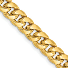 14K 28 inch 6.75mm Semi-Solid Miami Cuban with Lobster Clasp Chain