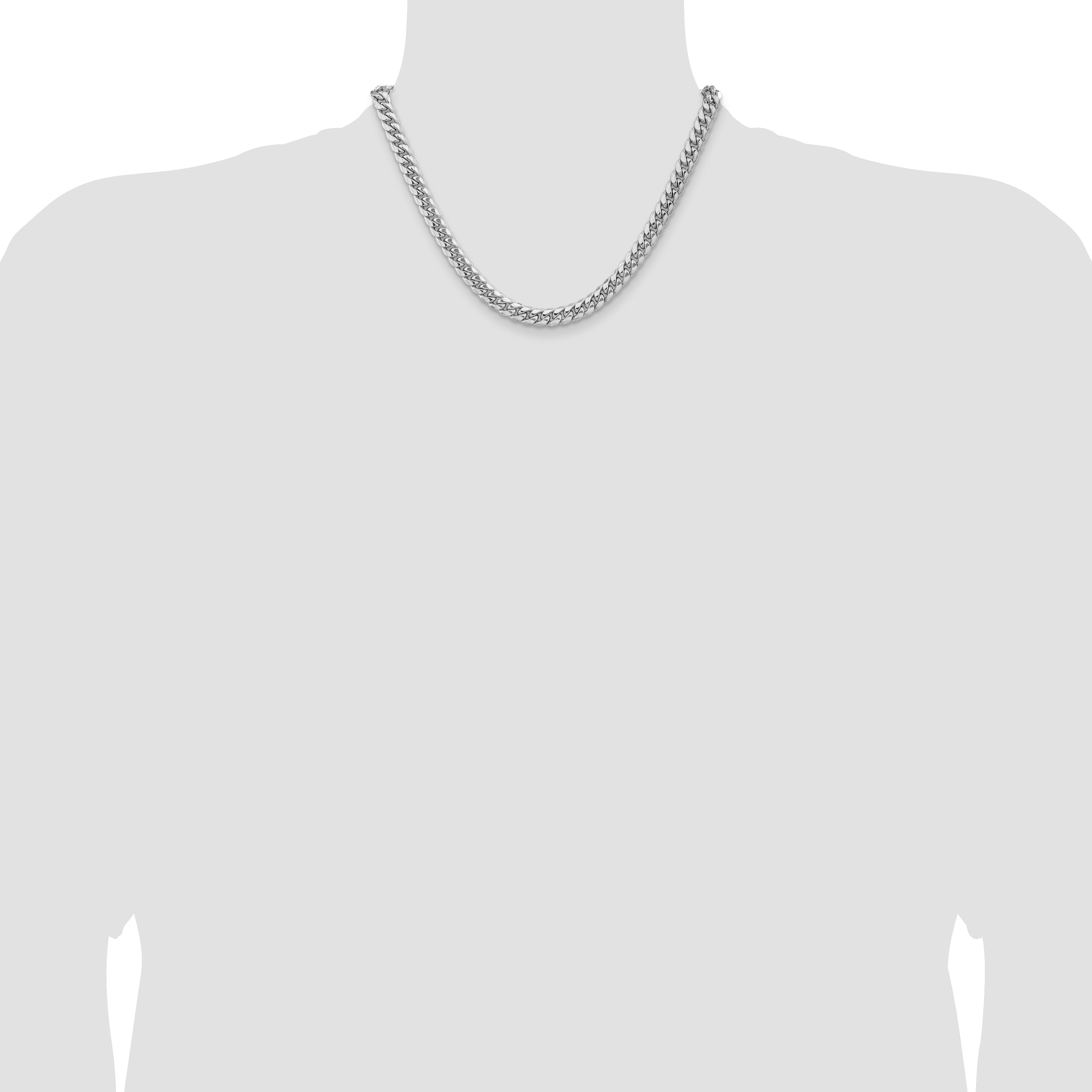 14k WG 7.3mm Semi-Solid Miami Cuban Chain