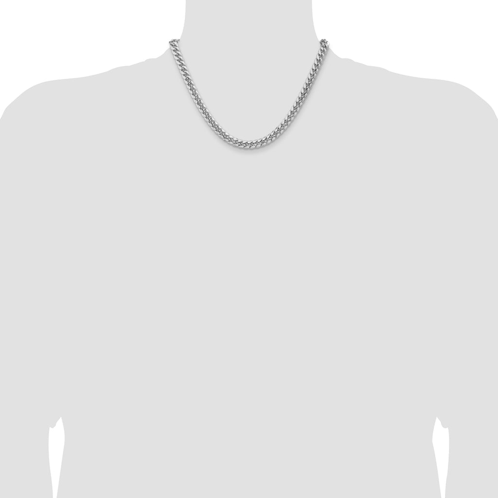 14k WG 7.3mm Semi-Solid Miami Cuban Chain