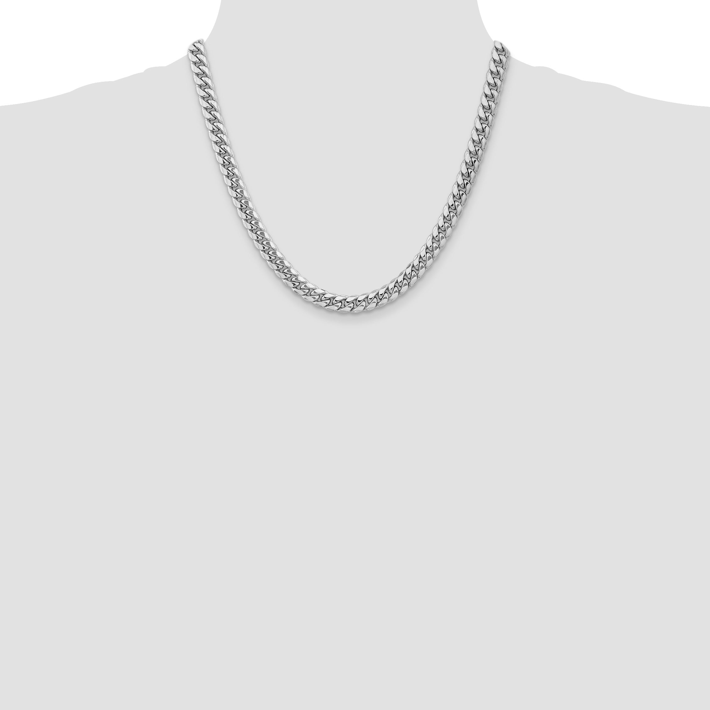 14k WG 7.3mm Semi-Solid Miami Cuban Chain