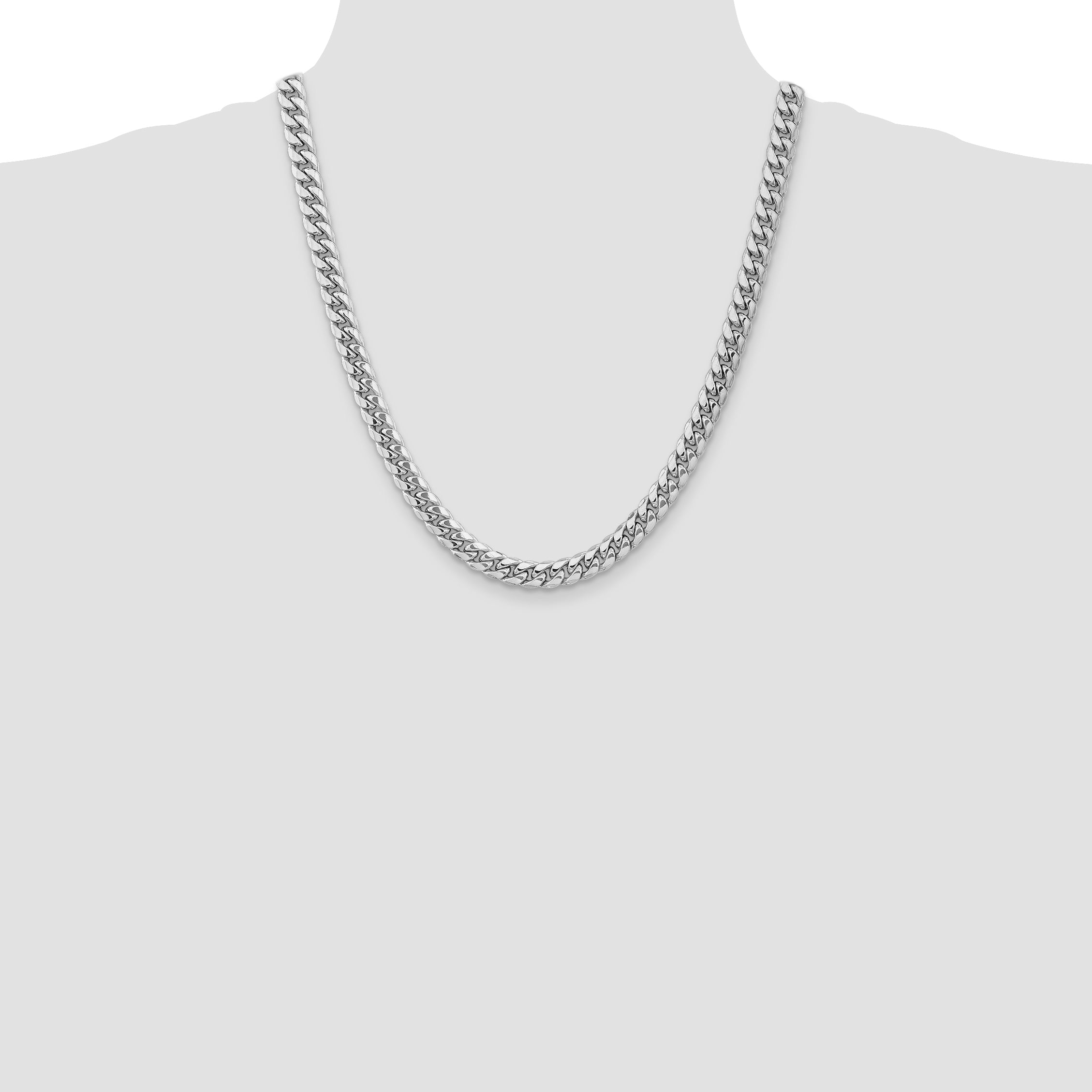 14k WG 7.3mm Semi-Solid Miami Cuban Chain