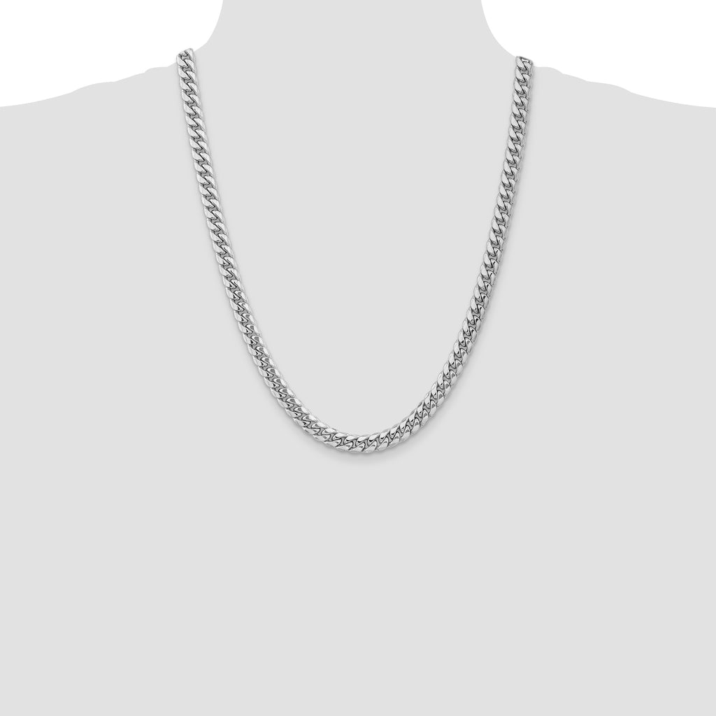 14k WG 7.3mm Semi-Solid Miami Cuban Chain