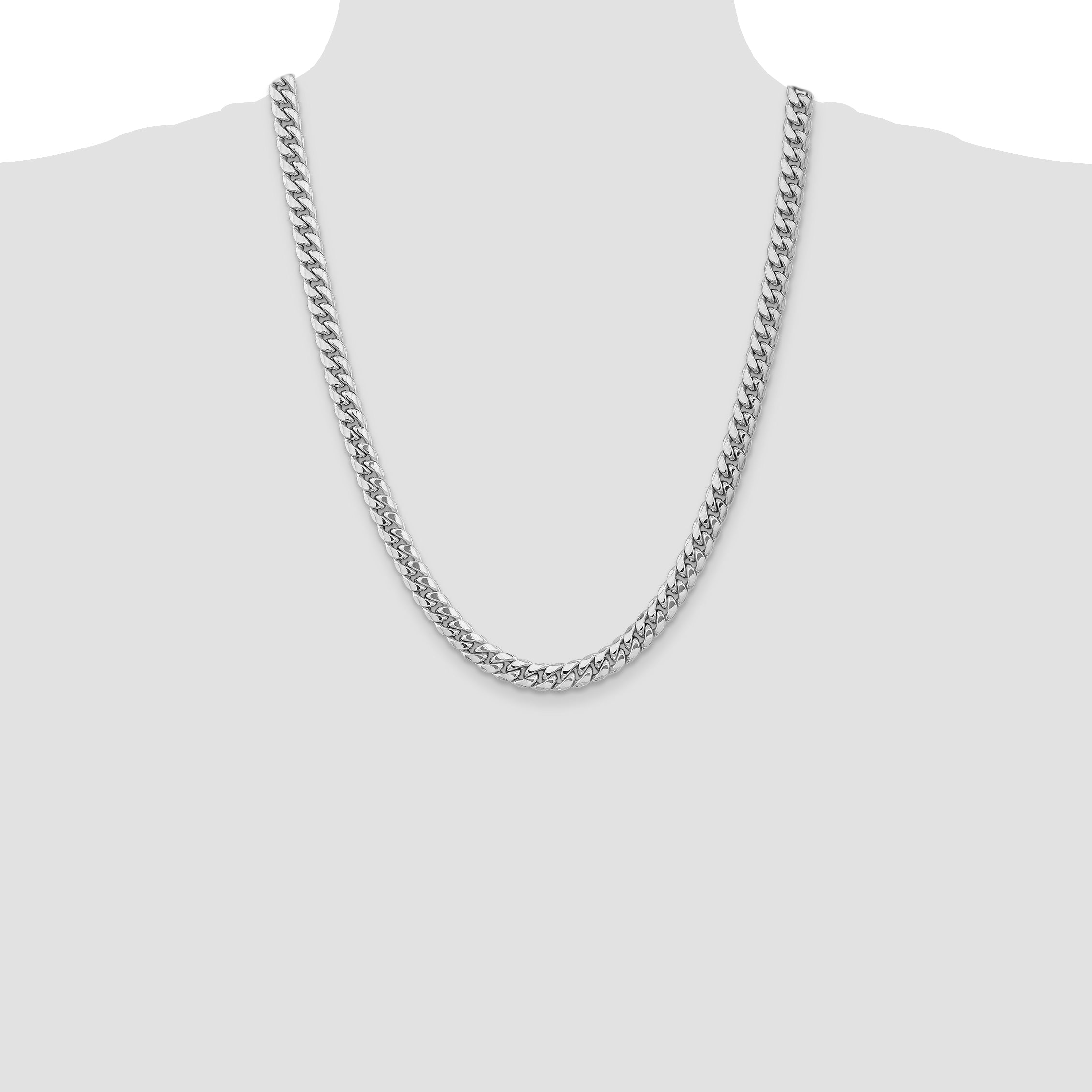 14k WG 7.3mm Semi-Solid Miami Cuban Chain