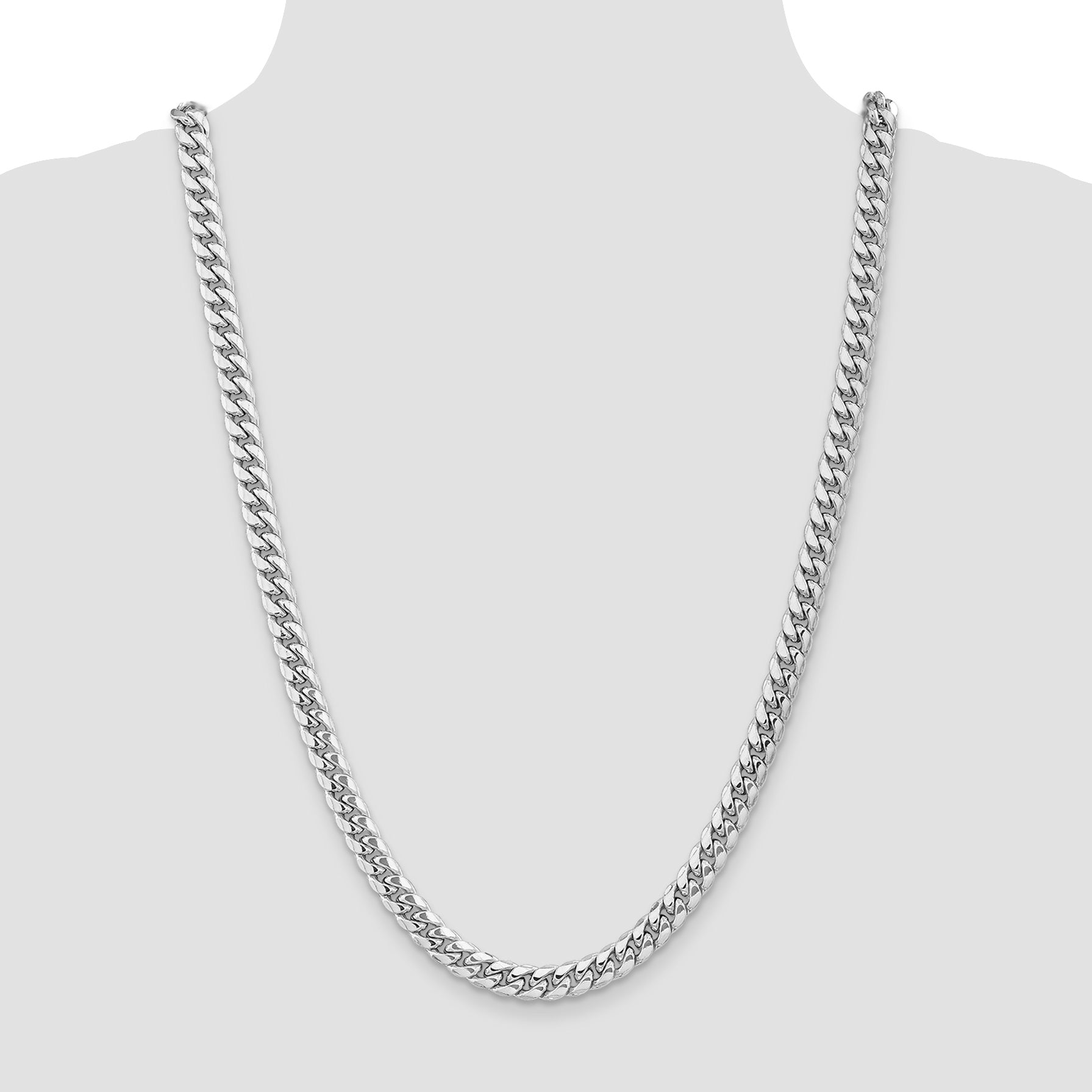 14k WG 7.3mm Semi-Solid Miami Cuban Chain