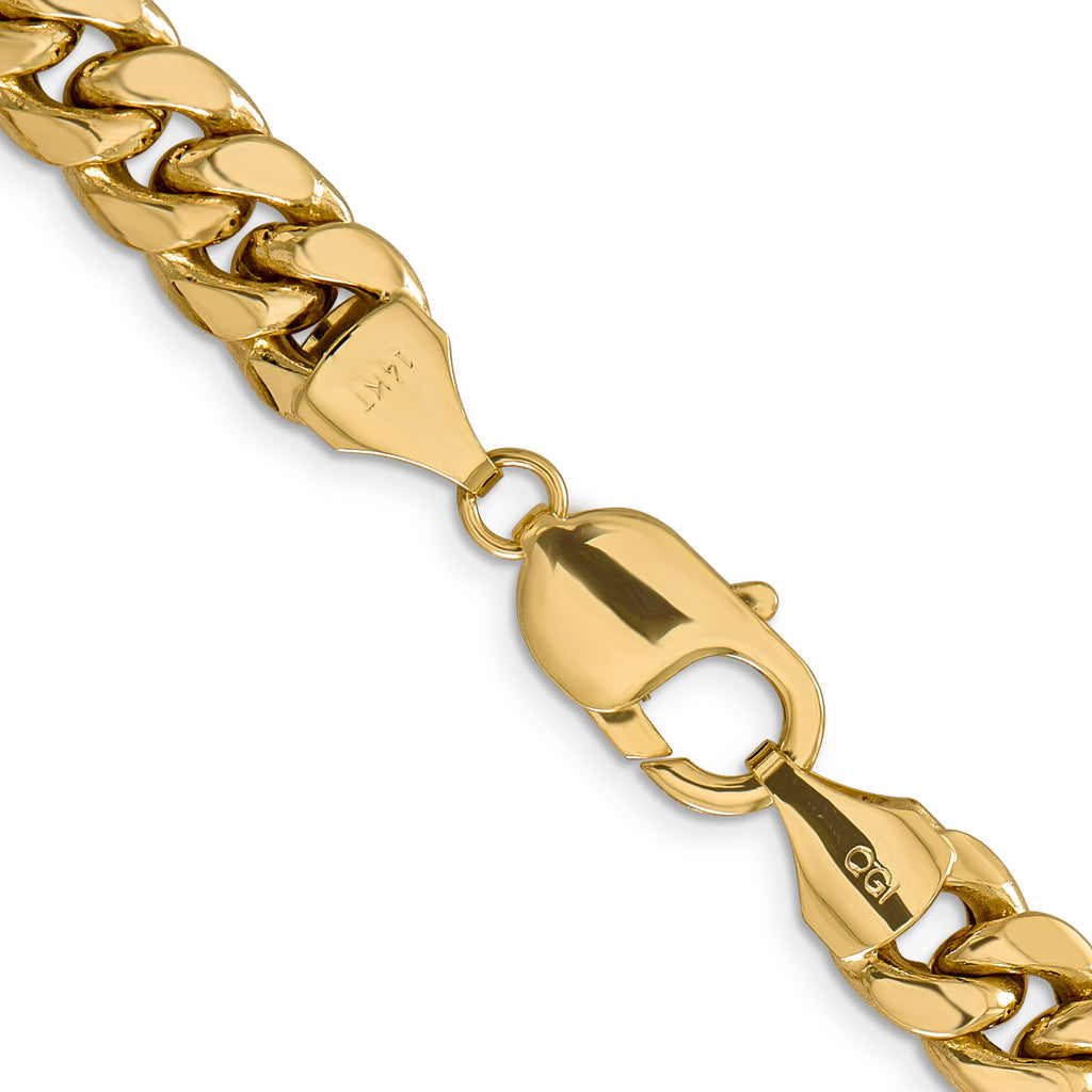 14K 30 inch 9.3mm Semi-Solid Miami Cuban with Lobster Clasp Chain