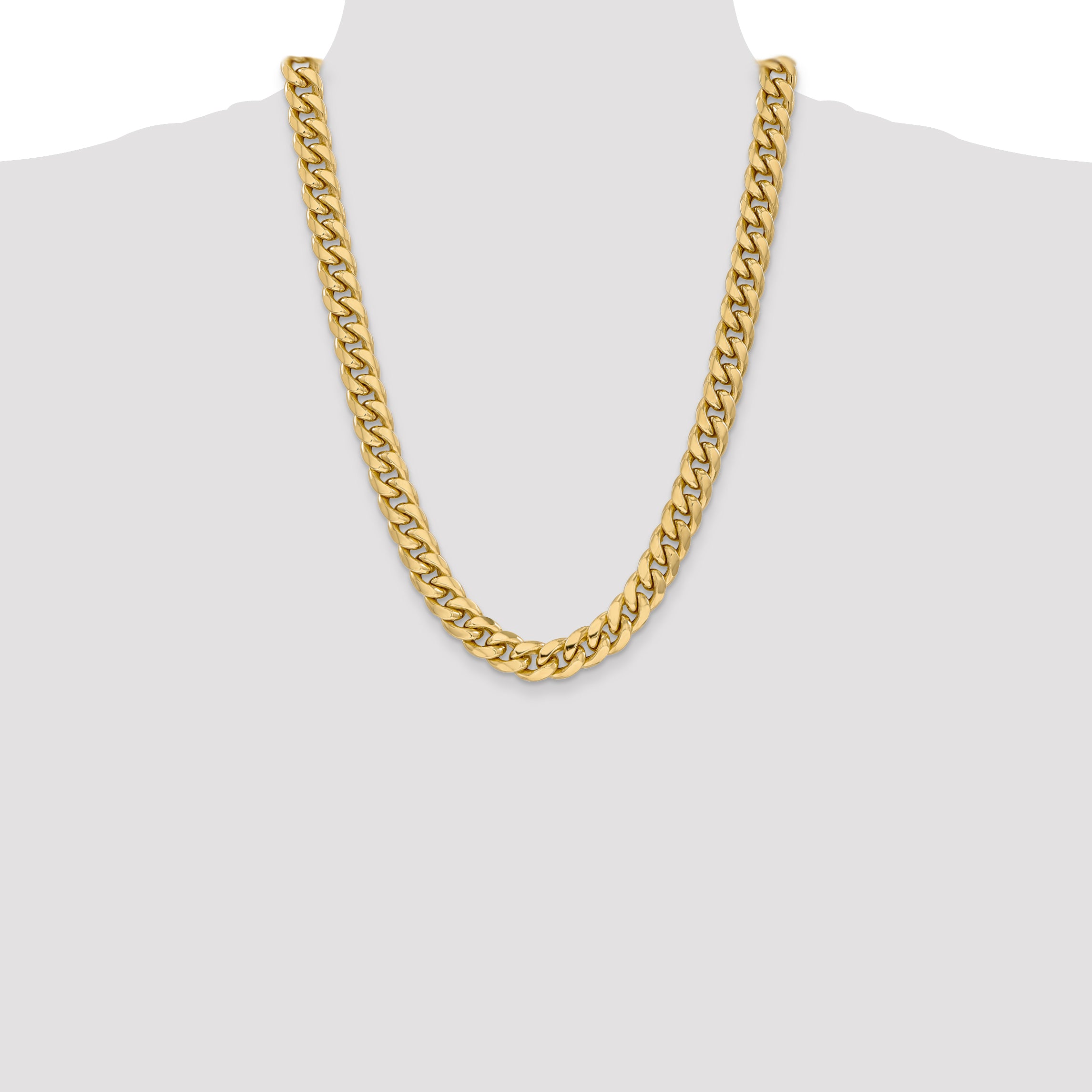 14K 24 inch 11mm Semi-Solid Miami Cuban with Lobster Clasp Chain