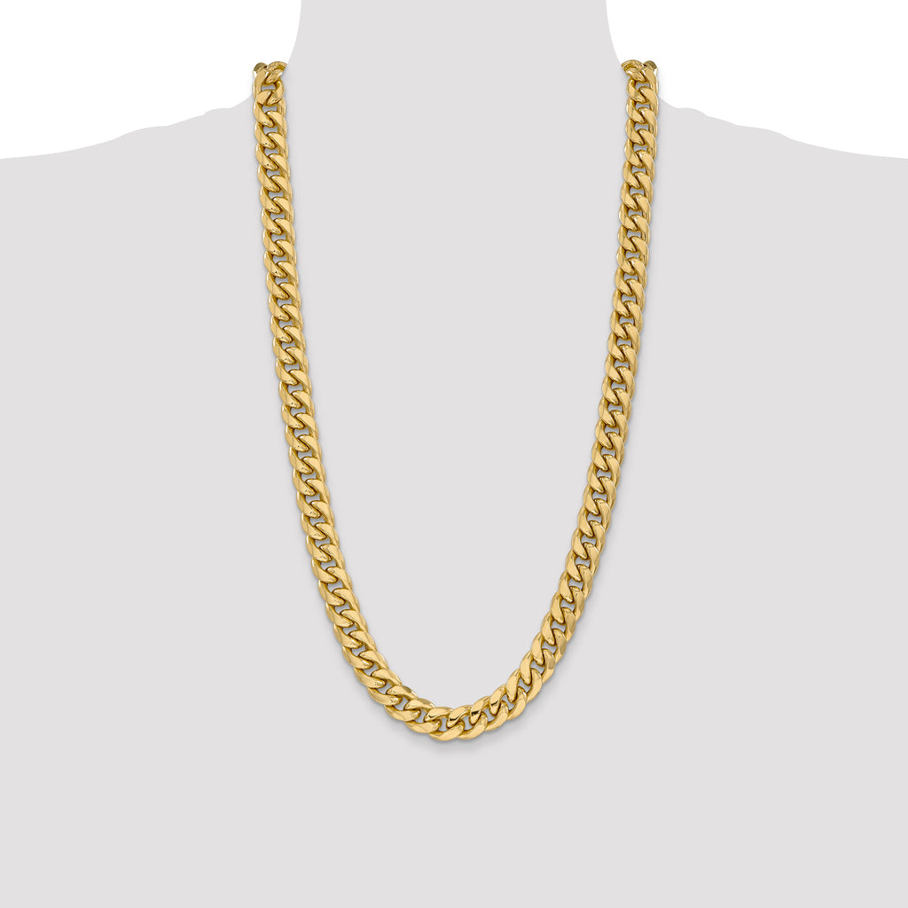 14K 28 inch 11mm Semi-Solid Miami Cuban with Lobster Clasp Chain