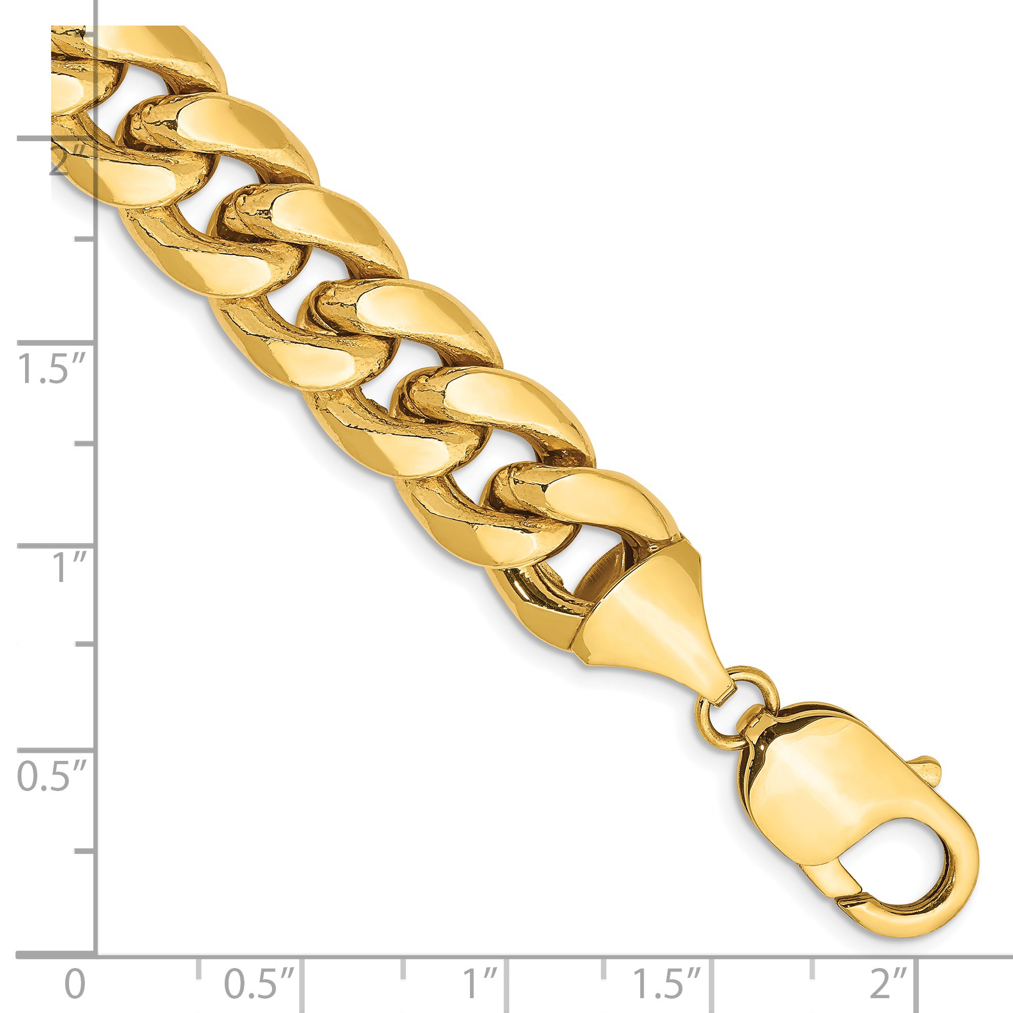 14K 10 inch 11mm Semi-Solid Miami Cuban with Lobster Clasp Chain