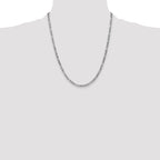 14K White Gold 22 inch 3.5mm Semi-Solid Figaro with Lobster Clasp Chain