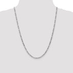 14K White Gold 24 inch 3.5mm Semi-Solid Figaro with Lobster Clasp Chain
