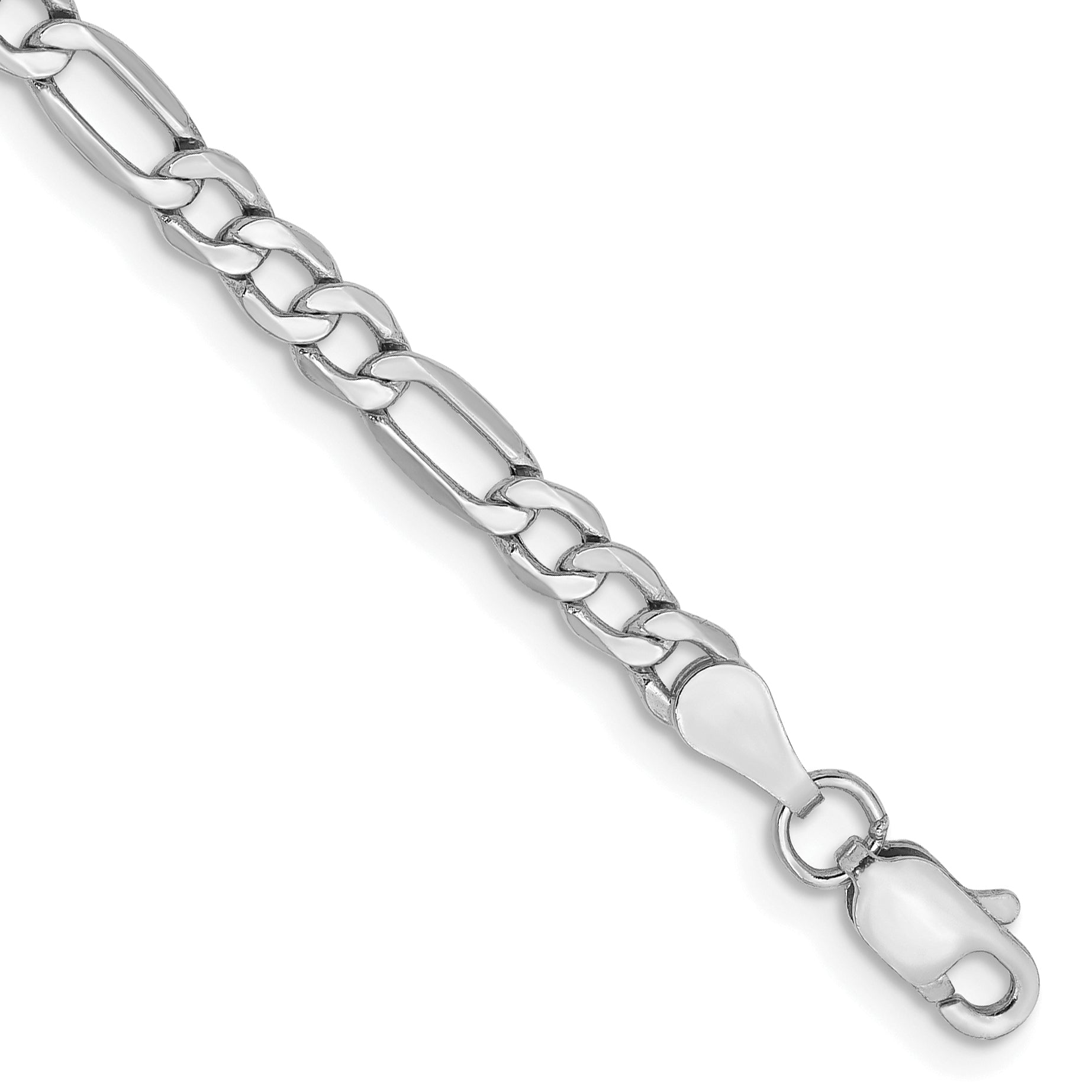 14K White Gold 9 inch 3.5mm Semi-Solid Figaro with Lobster Clasp Chain Main image