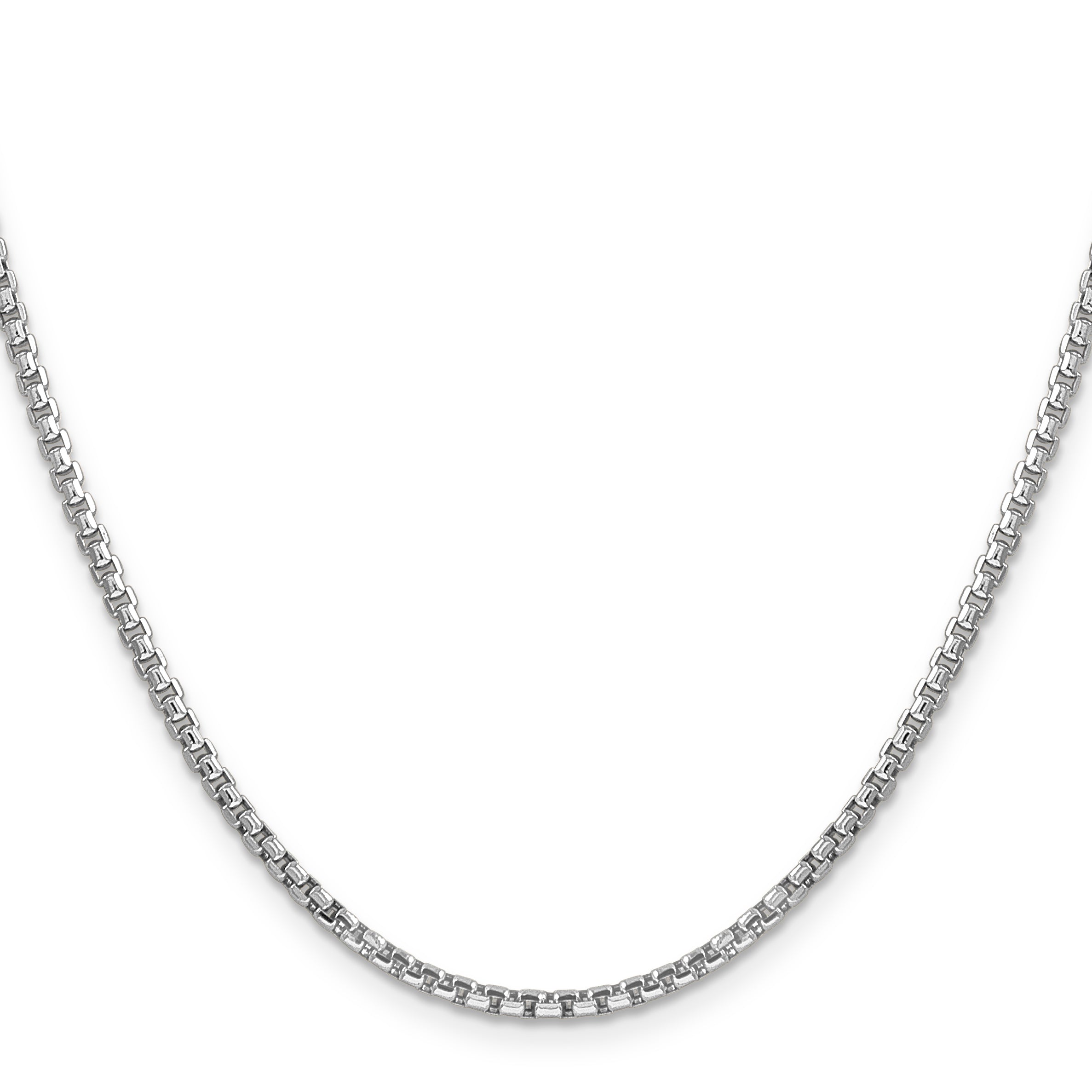 14K White Gold 30 inch 2.45mm Semi-Solid Round Box with Lobster Clasp Chain